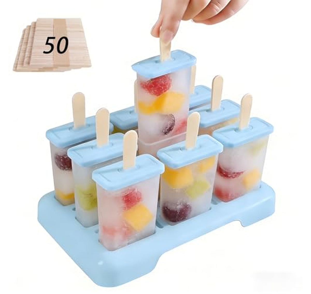 9 Pack Easy-Release Popsicle Molds with Sticks