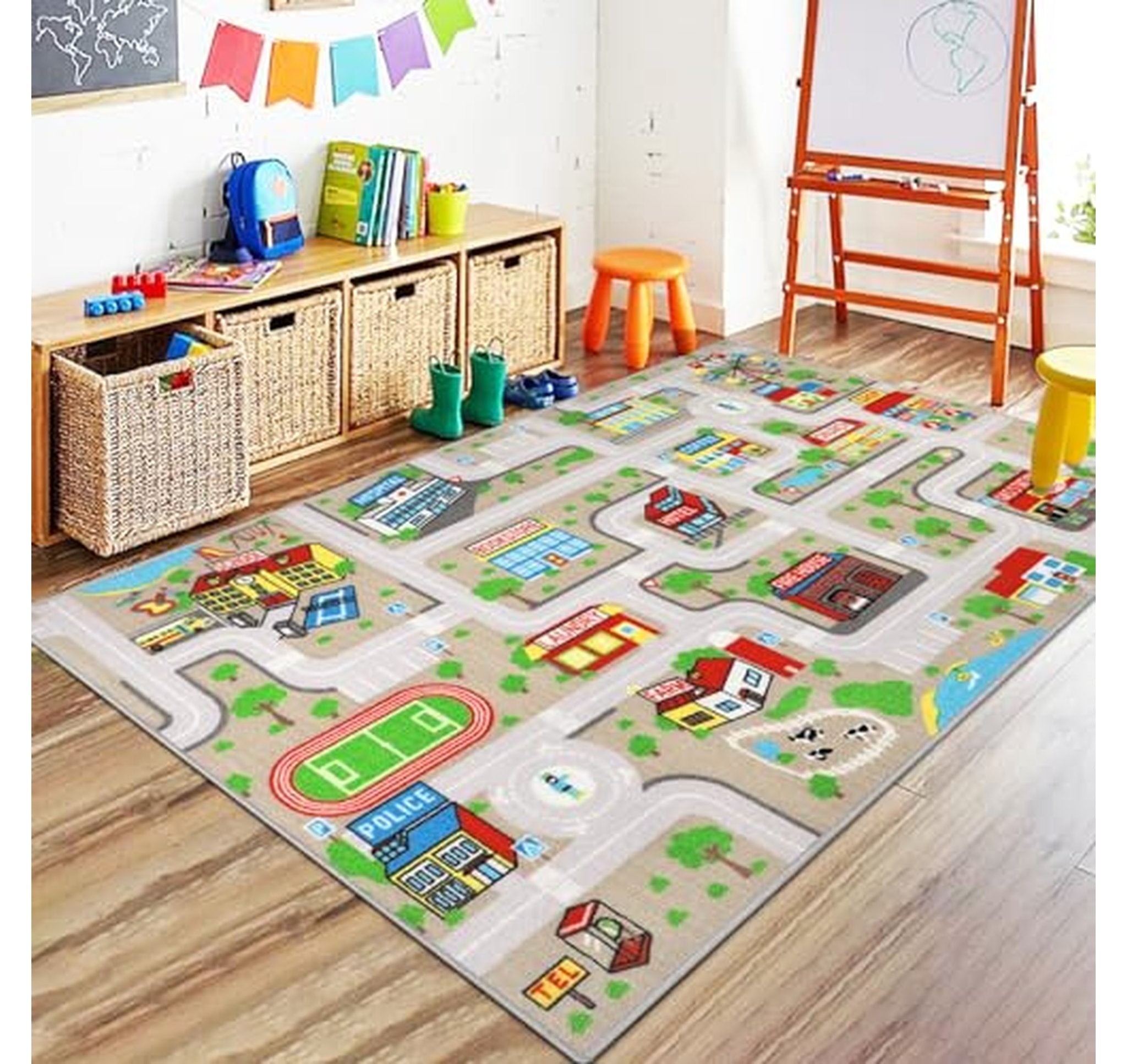 Large City Road Play Mat Rug for Kids