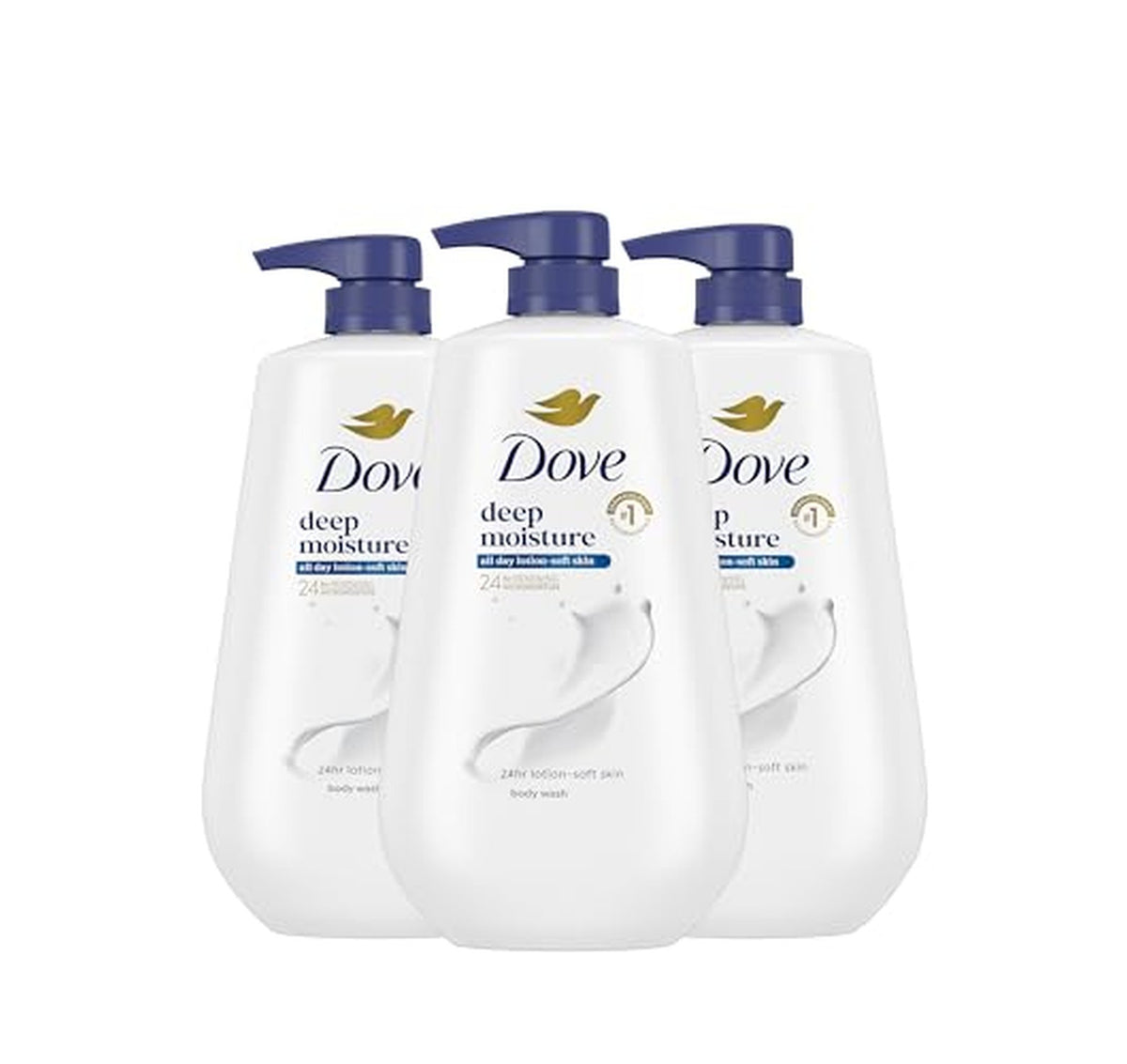3 Pack Dove Deep Moisture Body Wash Pump Bottles