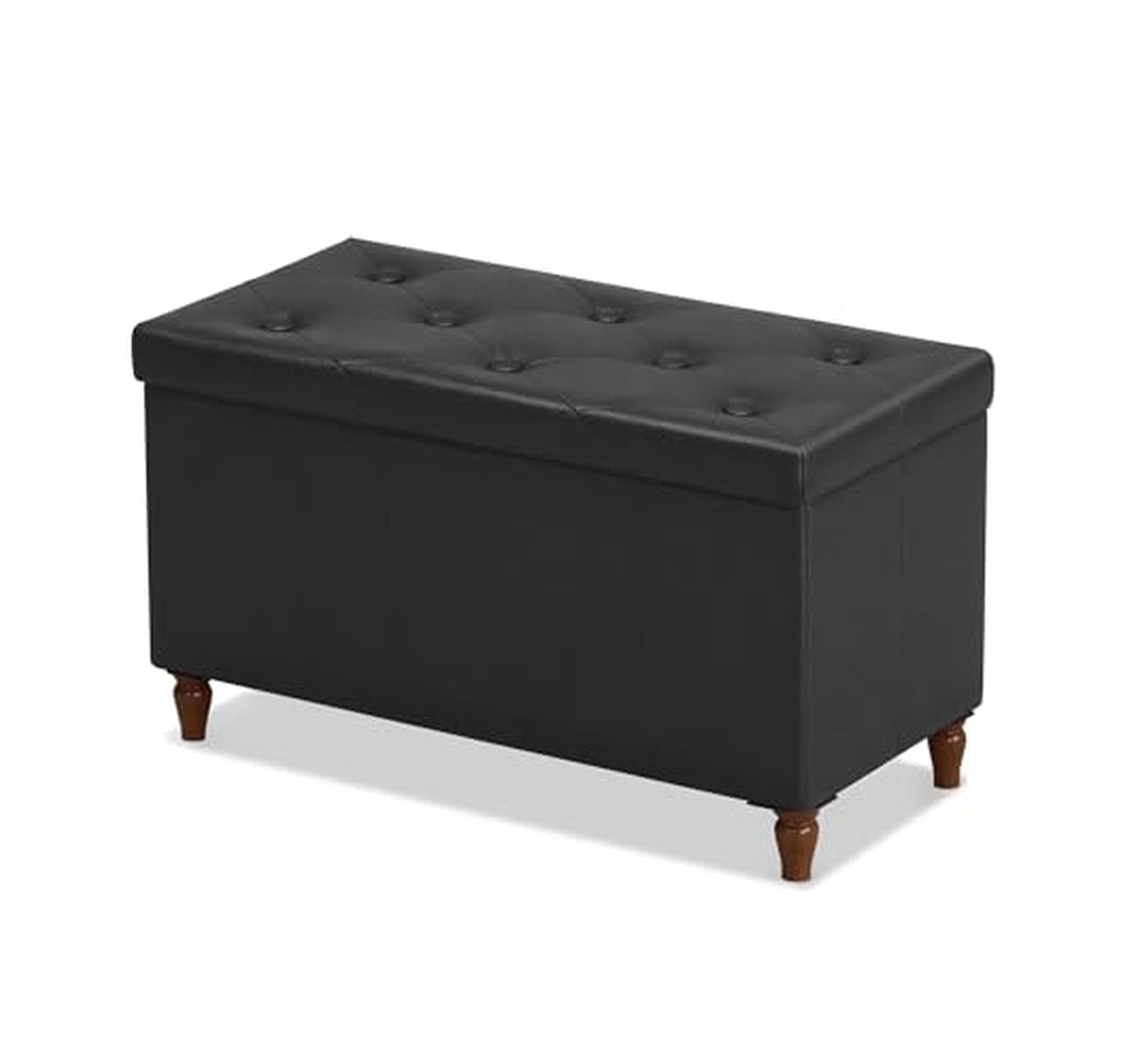30-Inch Folding Storage Ottoman Bench with Legs