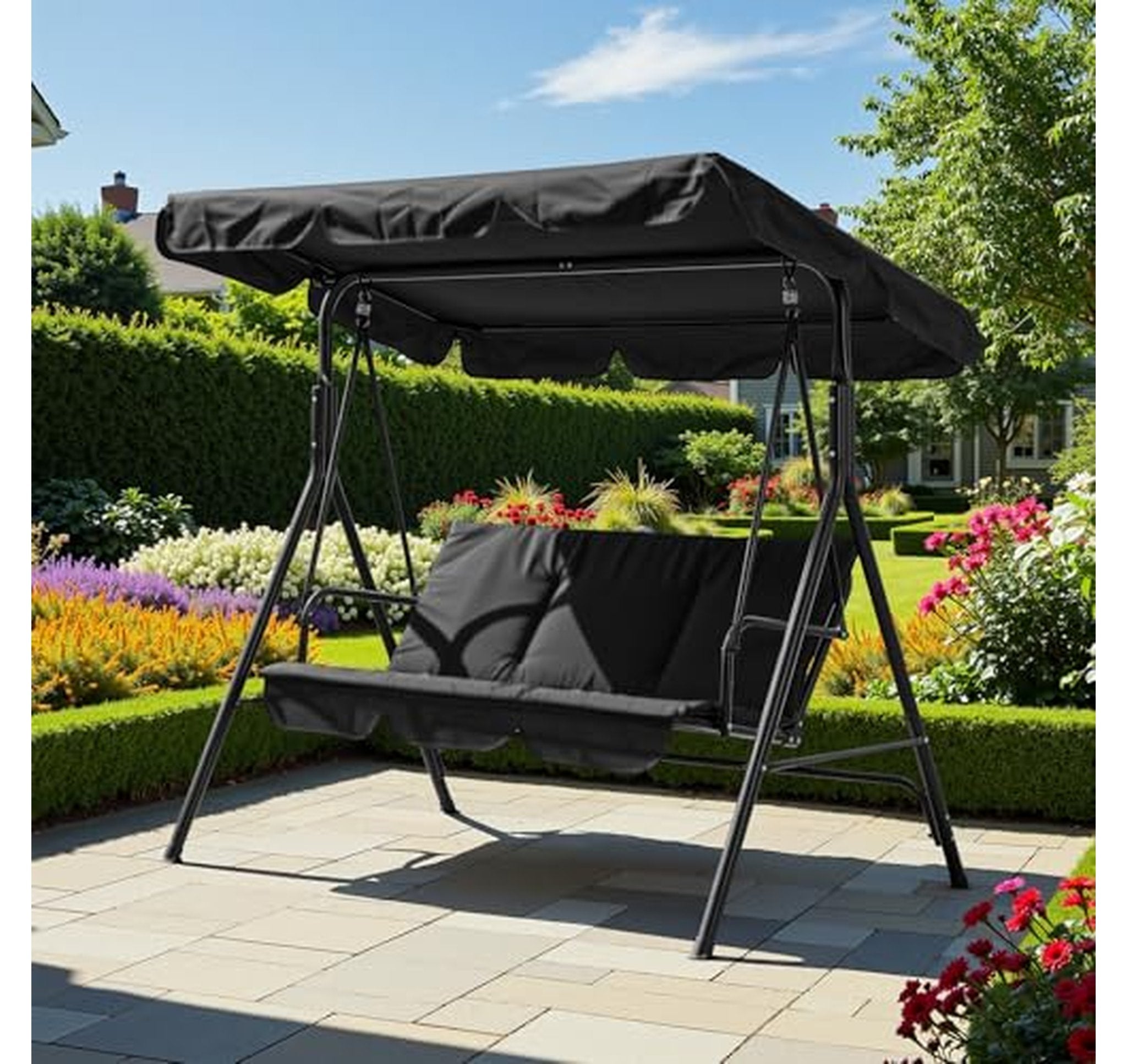 3 Person Outdoor Patio Porch Swing with Canopy