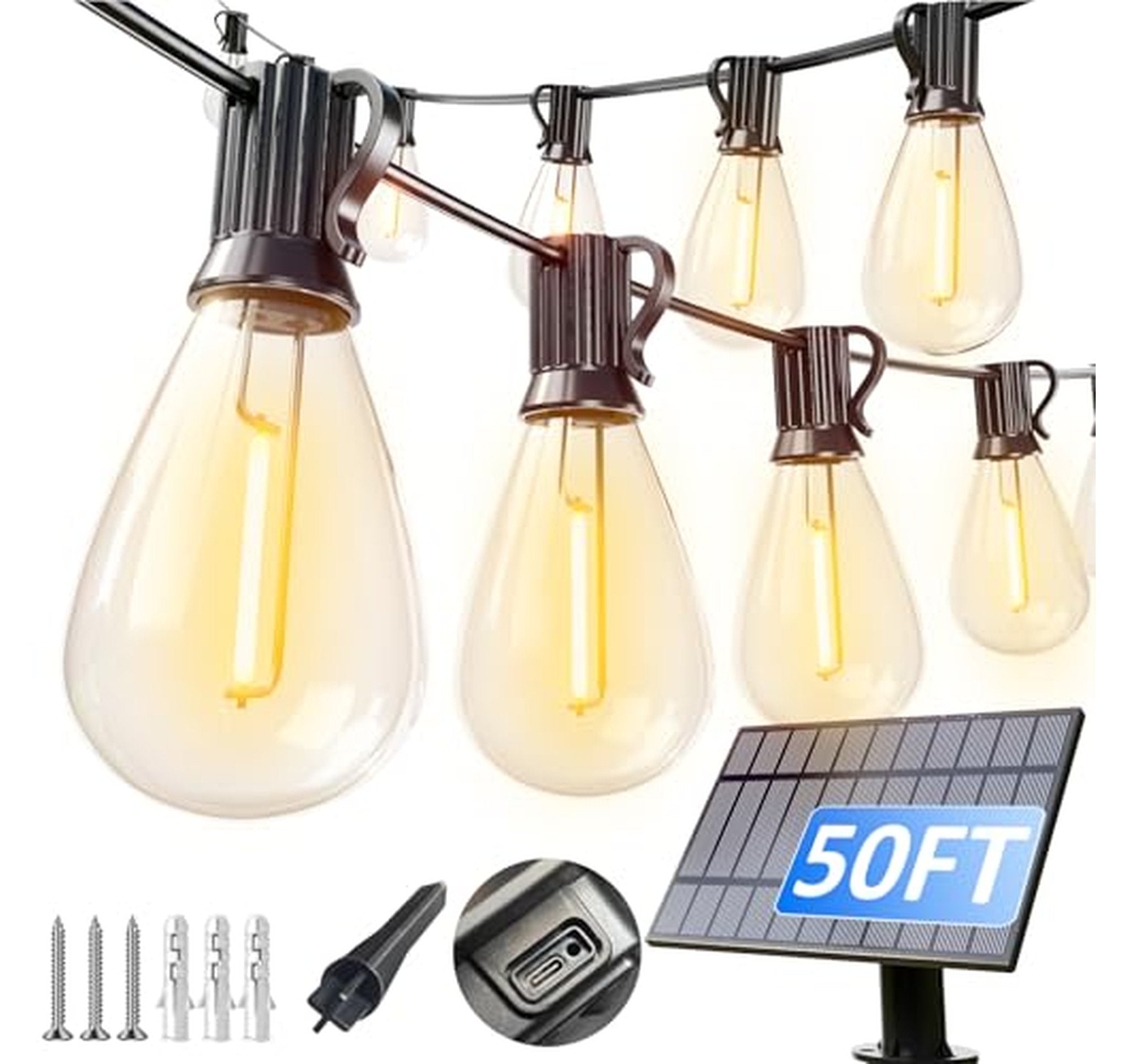 50FT Solar Powered Outdoor LED String Lights