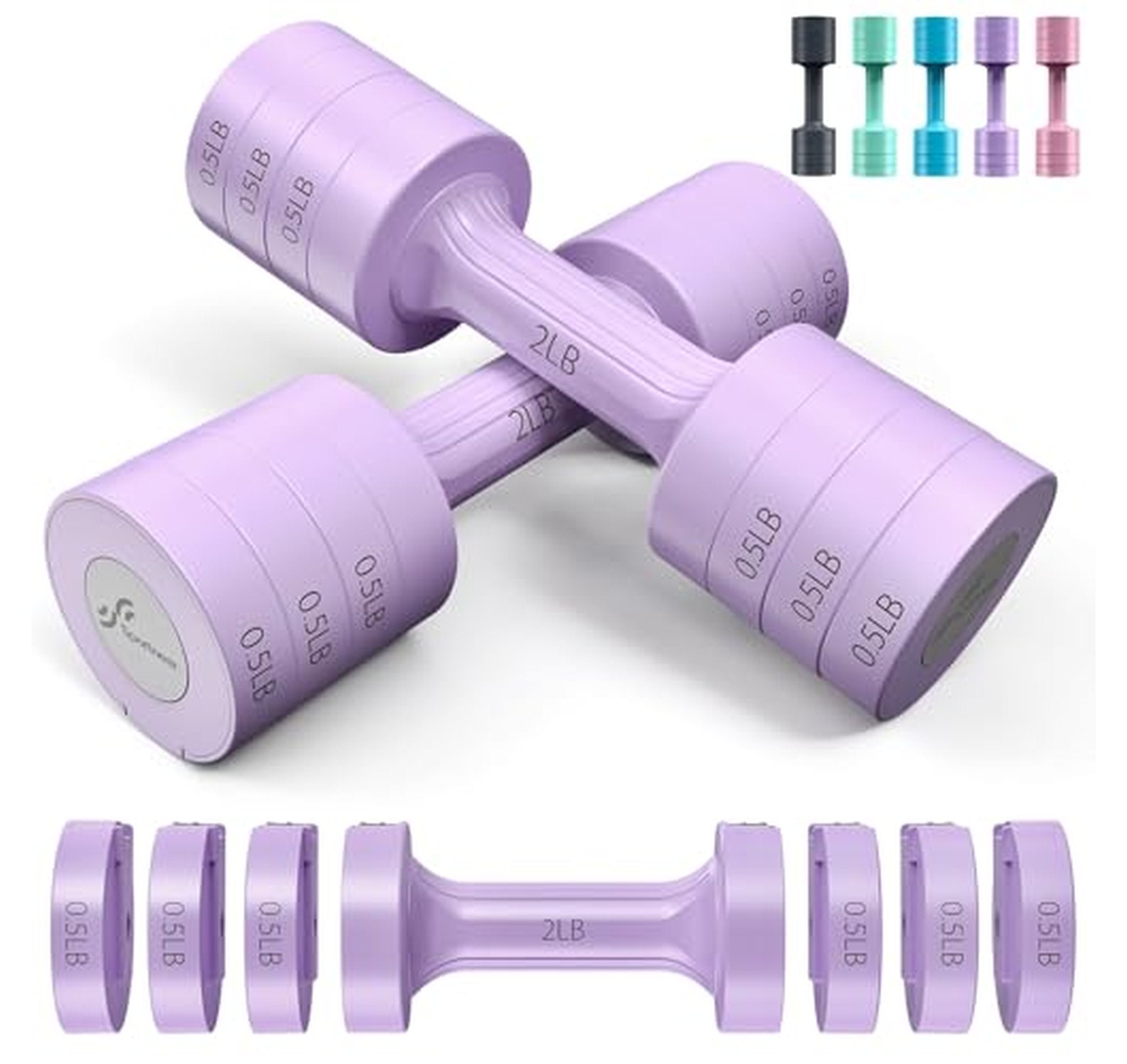 Pair Adjustable 6-in-1 Dumbbells Hand Weights Set