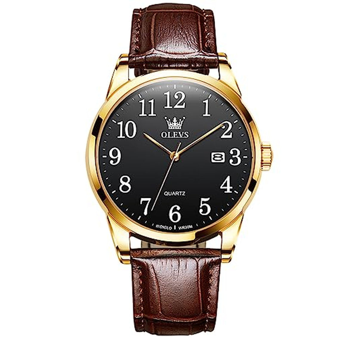 Leather Strap Day Date Quartz Watch