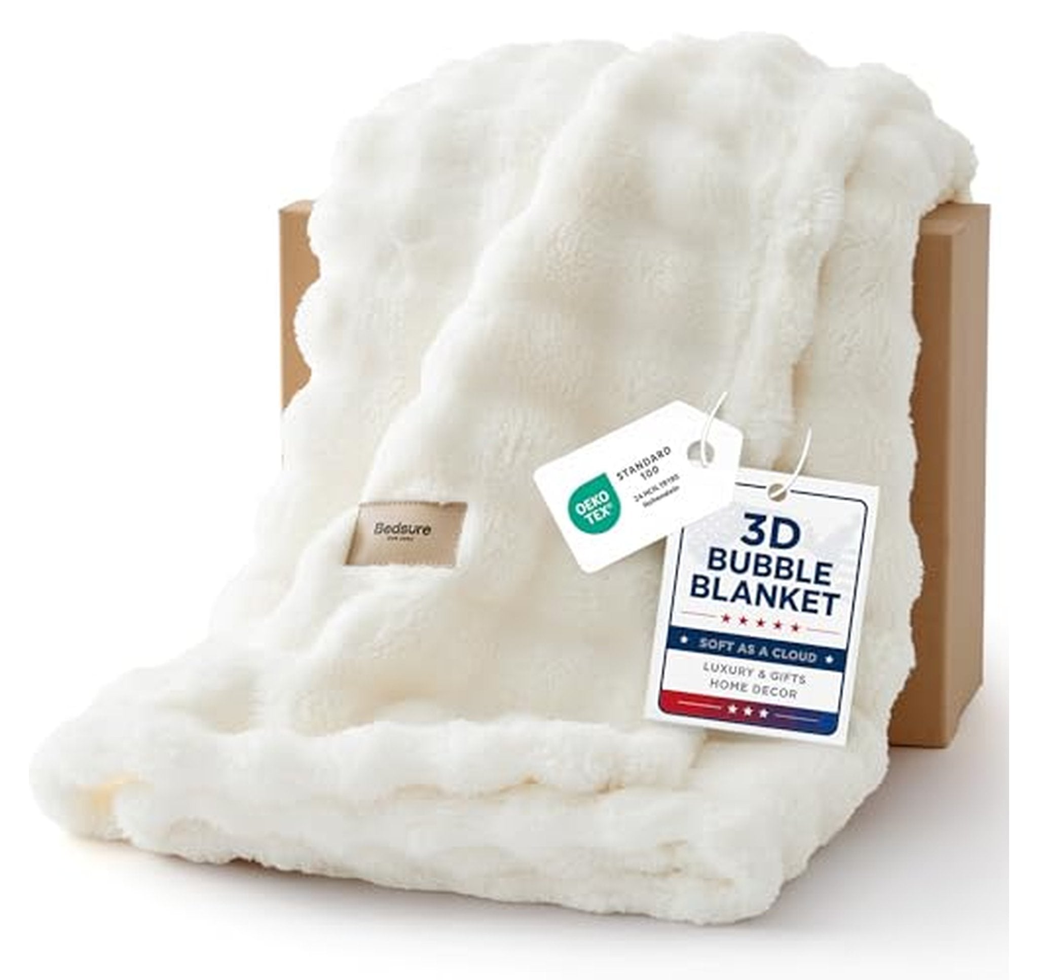 Bedsure 3D Bubble Fleece Throw Blanket
