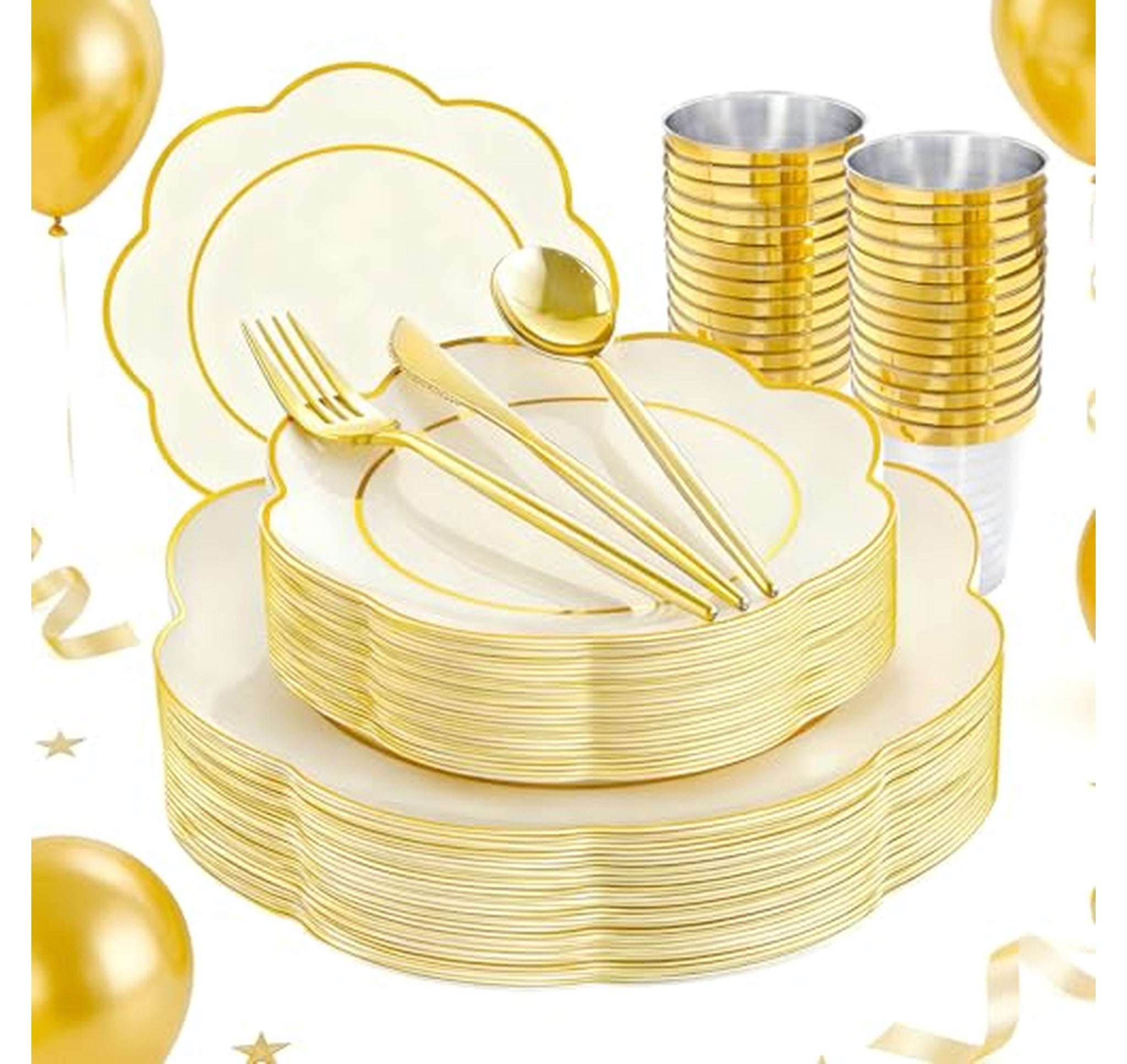 180 Count Elegant Double Rim Plastic Dinner Plates