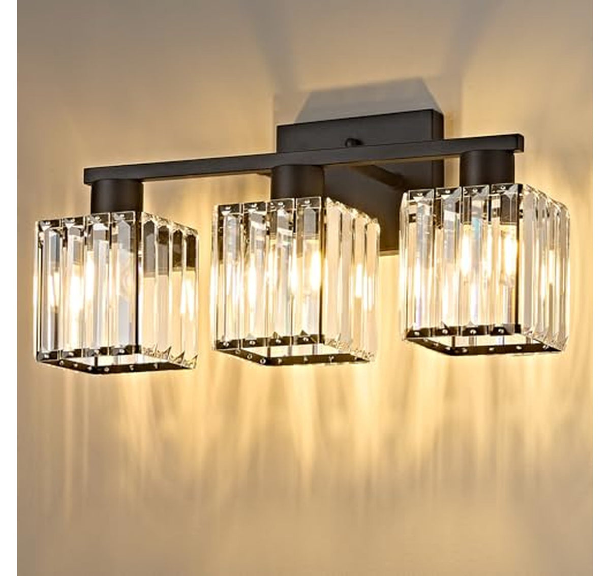 3-Light Crystal Bathroom Vanity Light Fixture