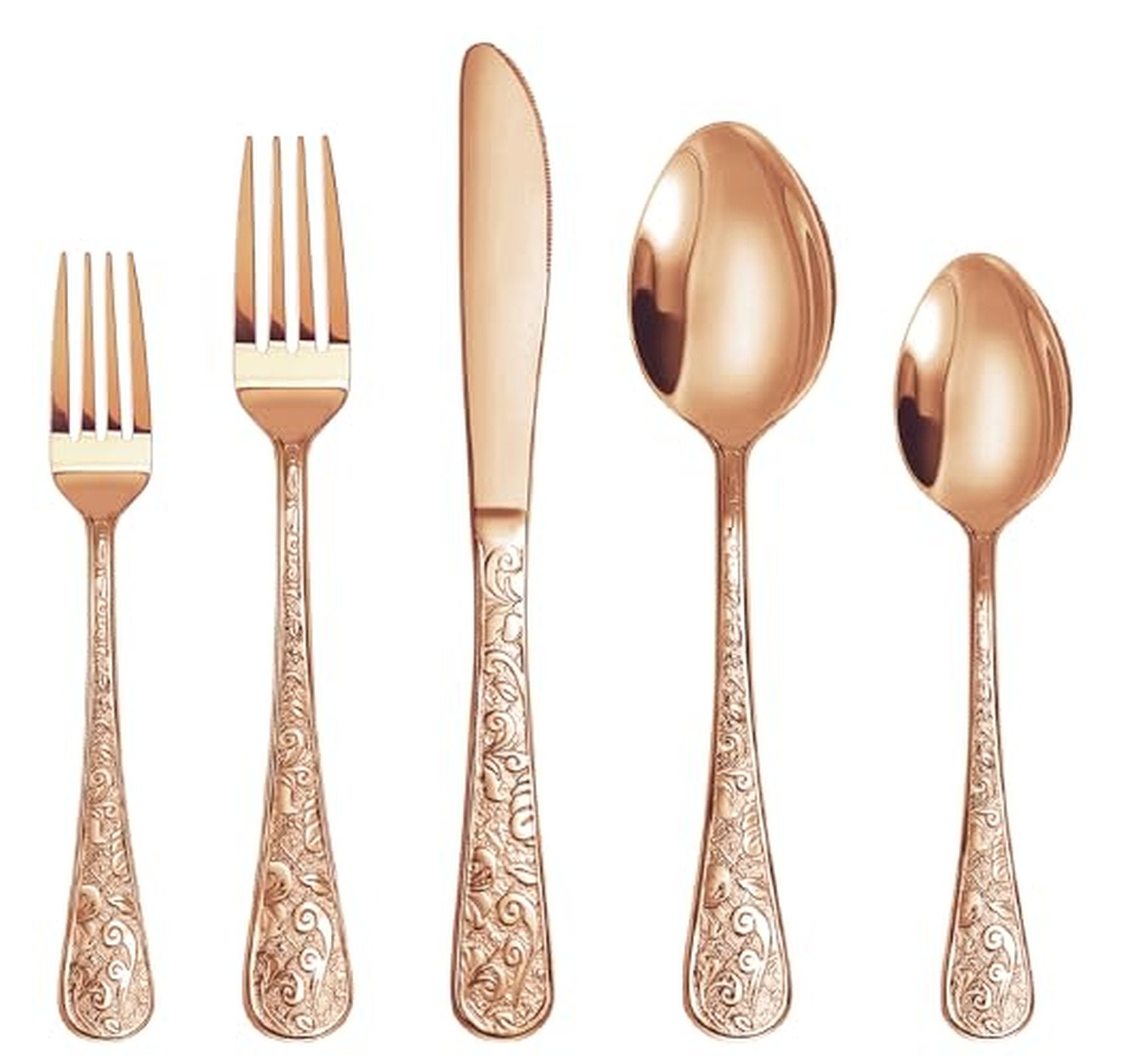20 Piece Vintage Embossed Stainless Steel Flatware Set