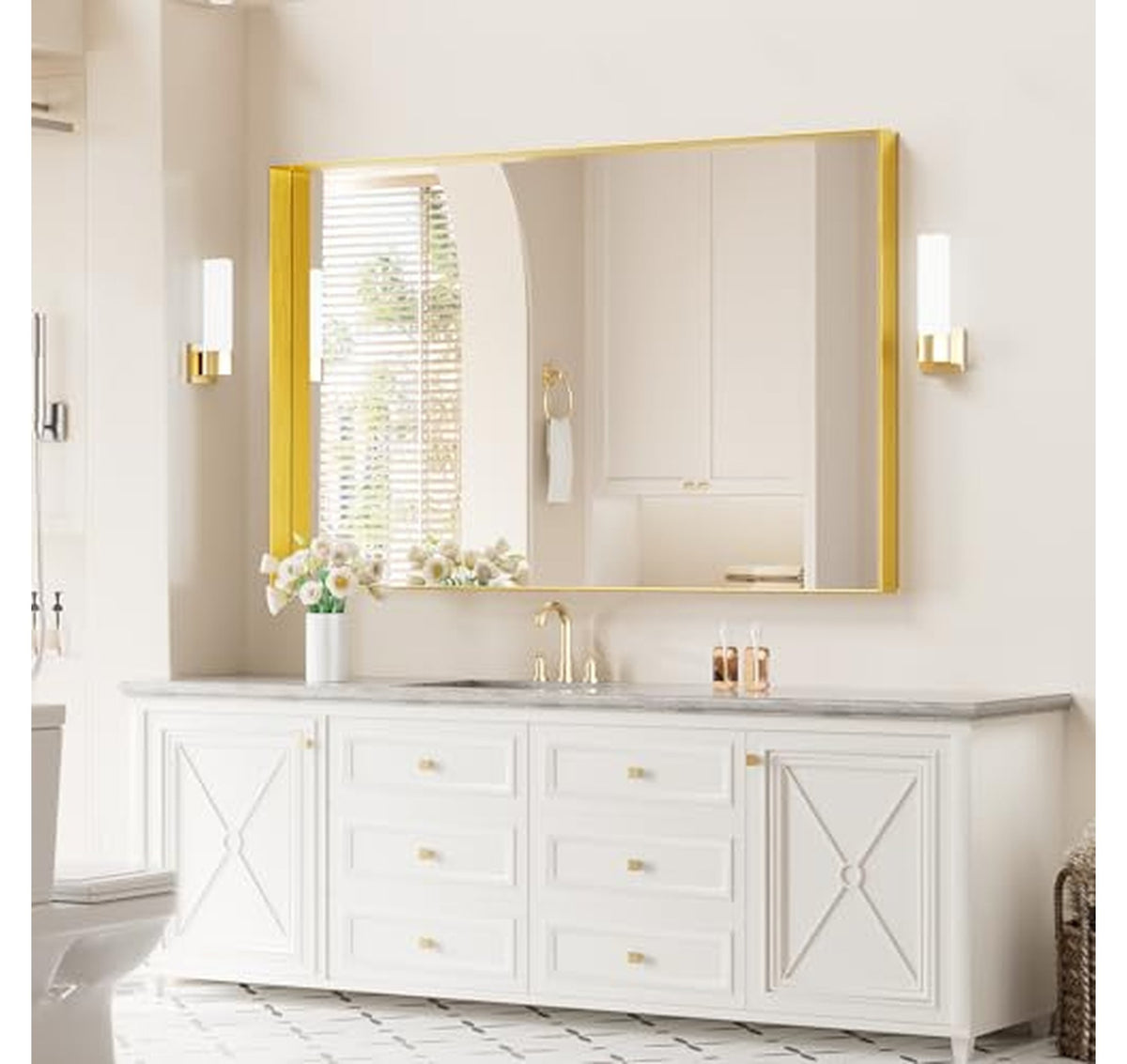 47x30 Inch Framed Bathroom Wall Mirror