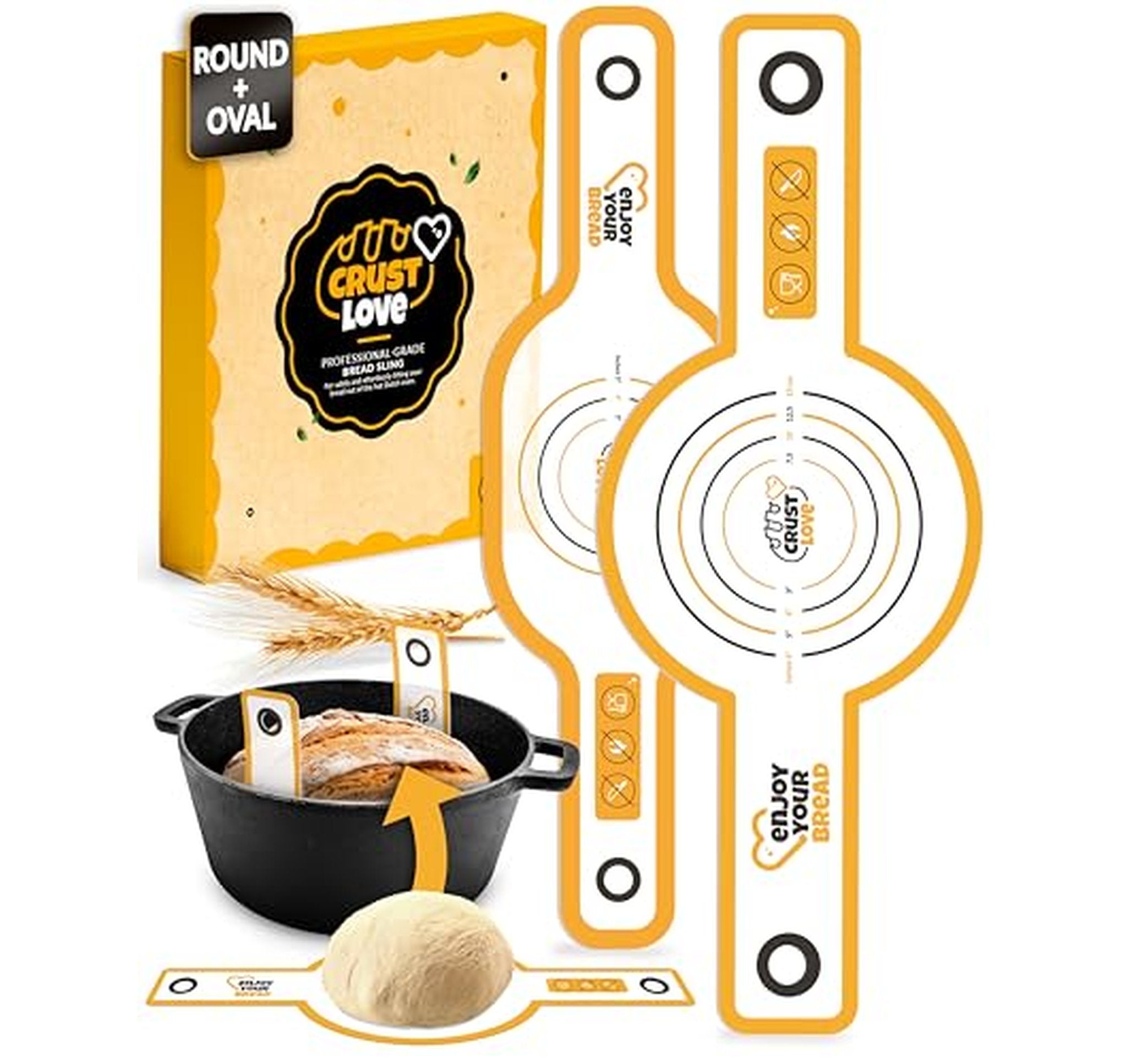 2 Pack Nonstick Silicone Bread Sling and Baking Mat