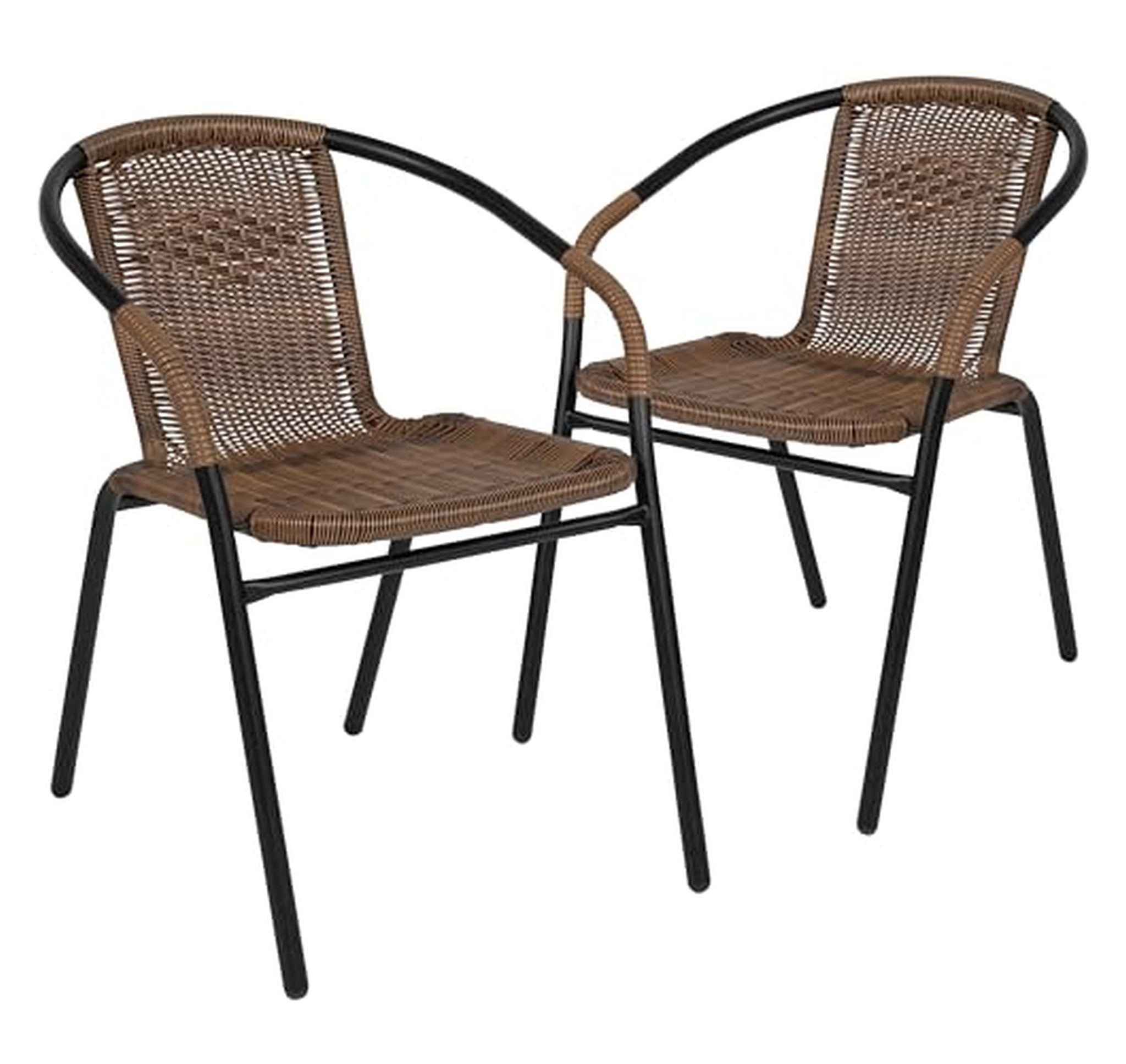 2 Pack Rattan Stackable Indoor Outdoor Dining Chairs