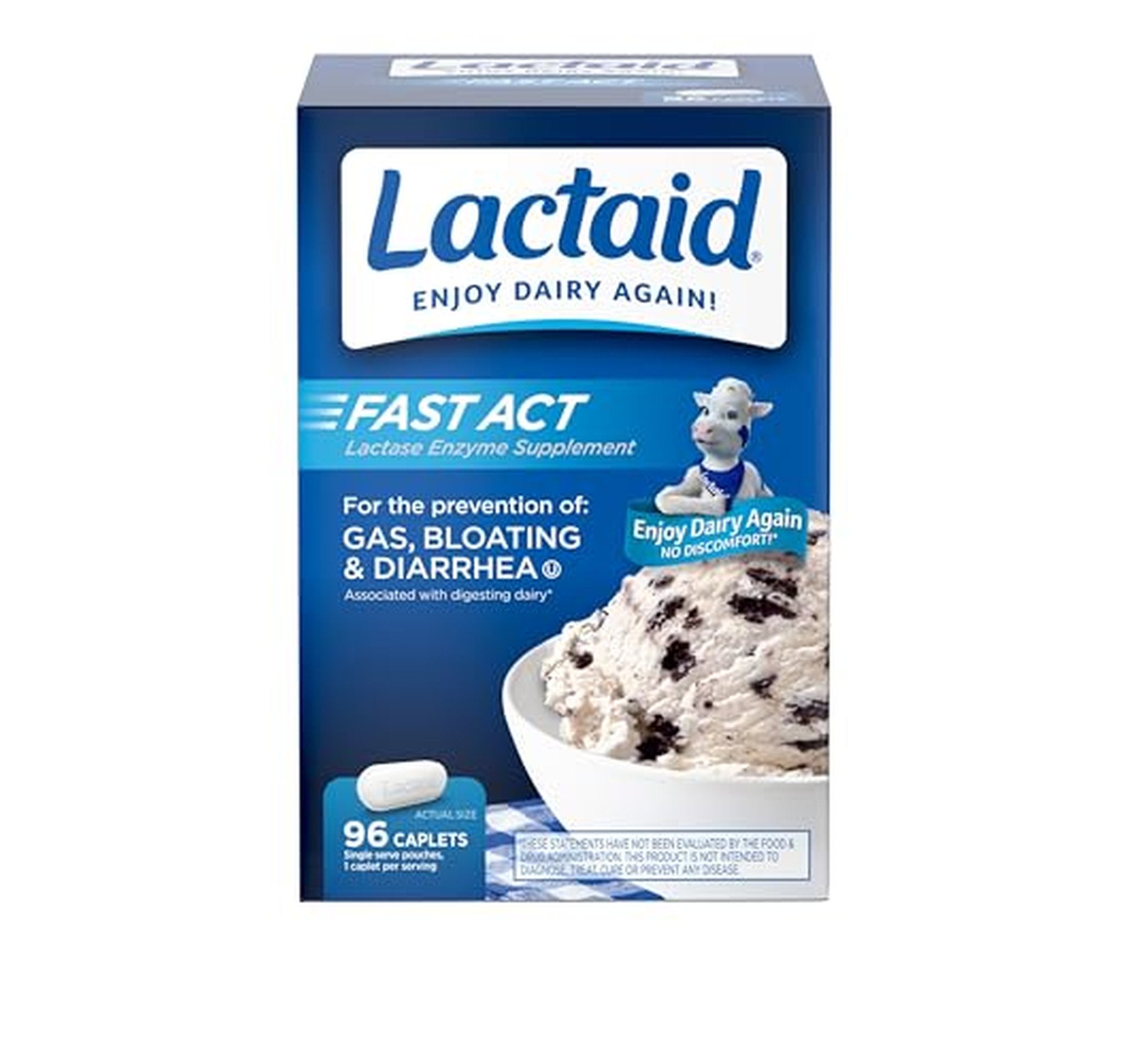 96 Count Lactaid Fast Act Lactose Intolerance Caplets