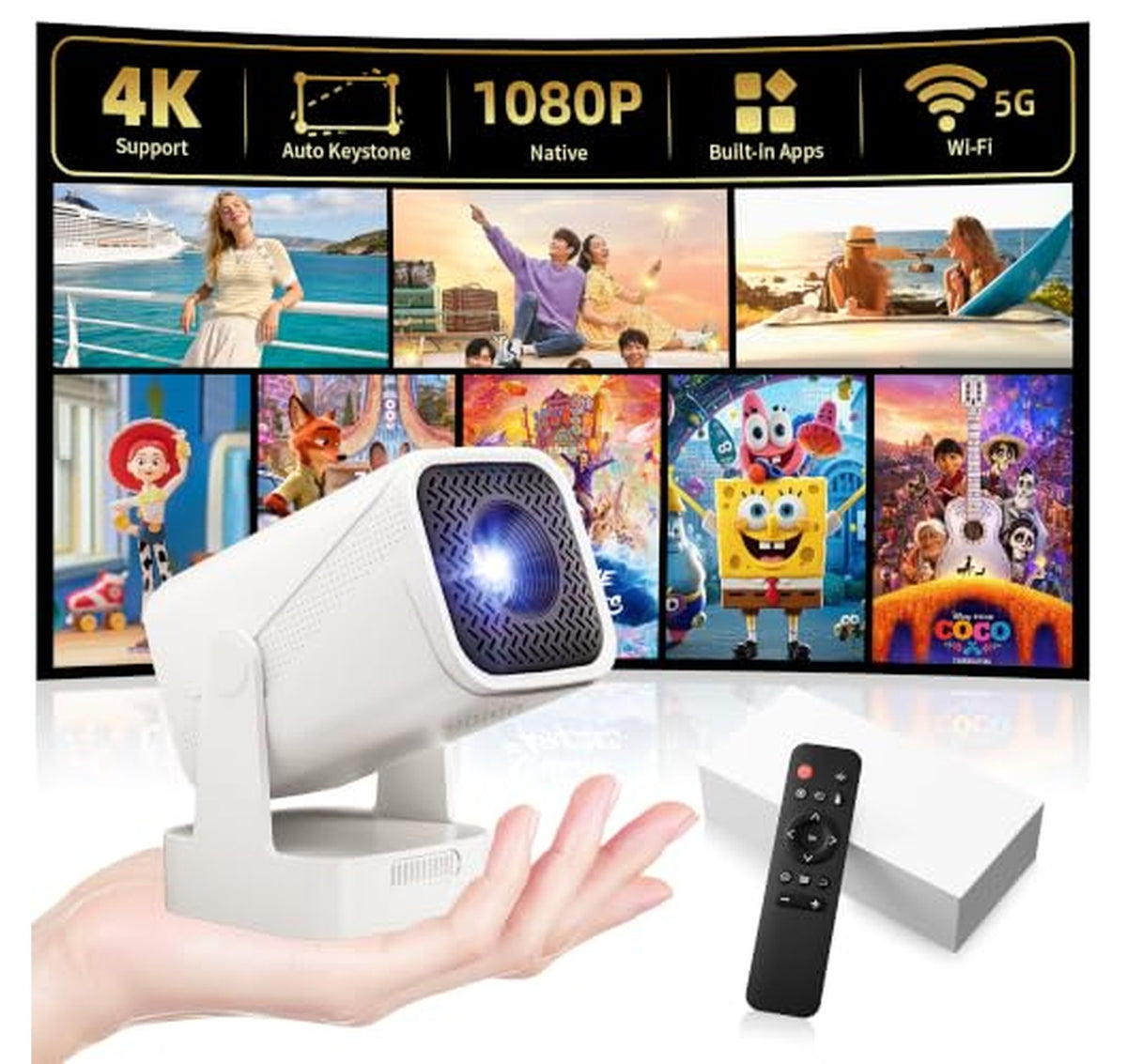 1080p WiFi Bluetooth Mini Projector