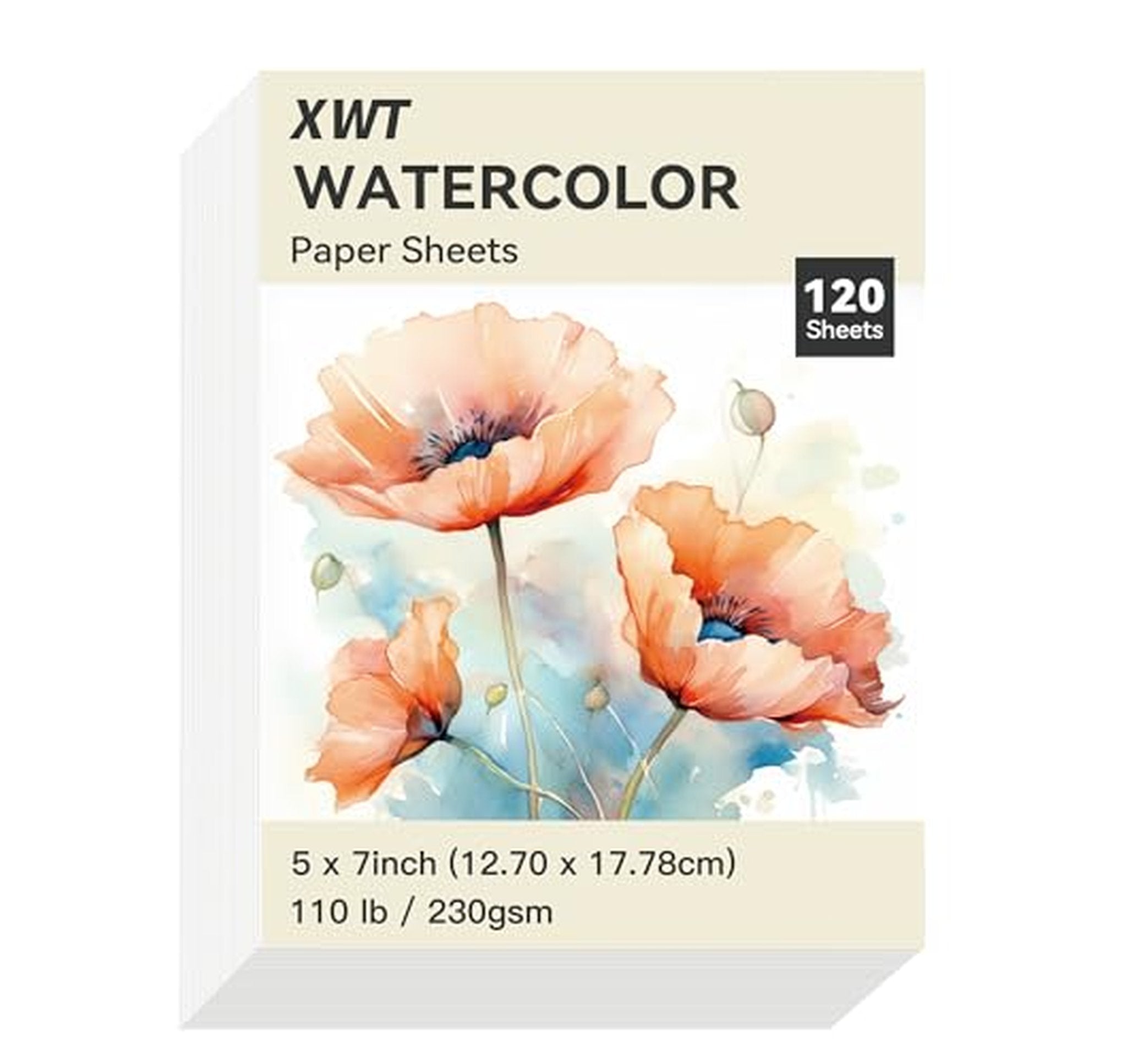 120 Sheet Cold Press Watercolor Paper 5x7 230gsm
