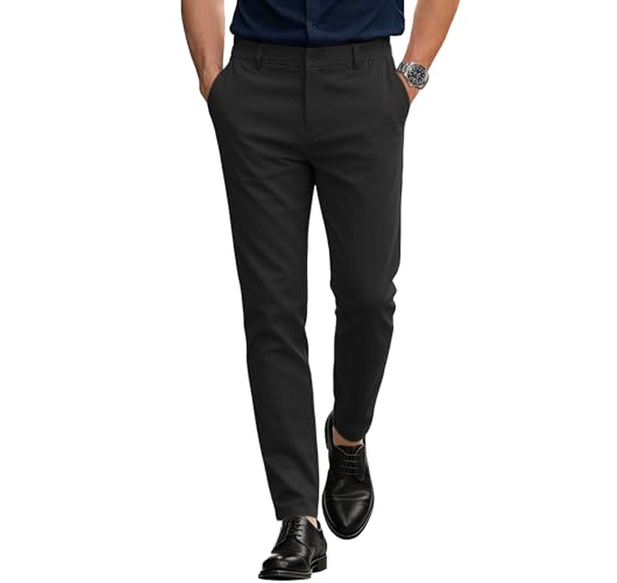 Slim Fit Stretch Dress Pants with Expandable Waist