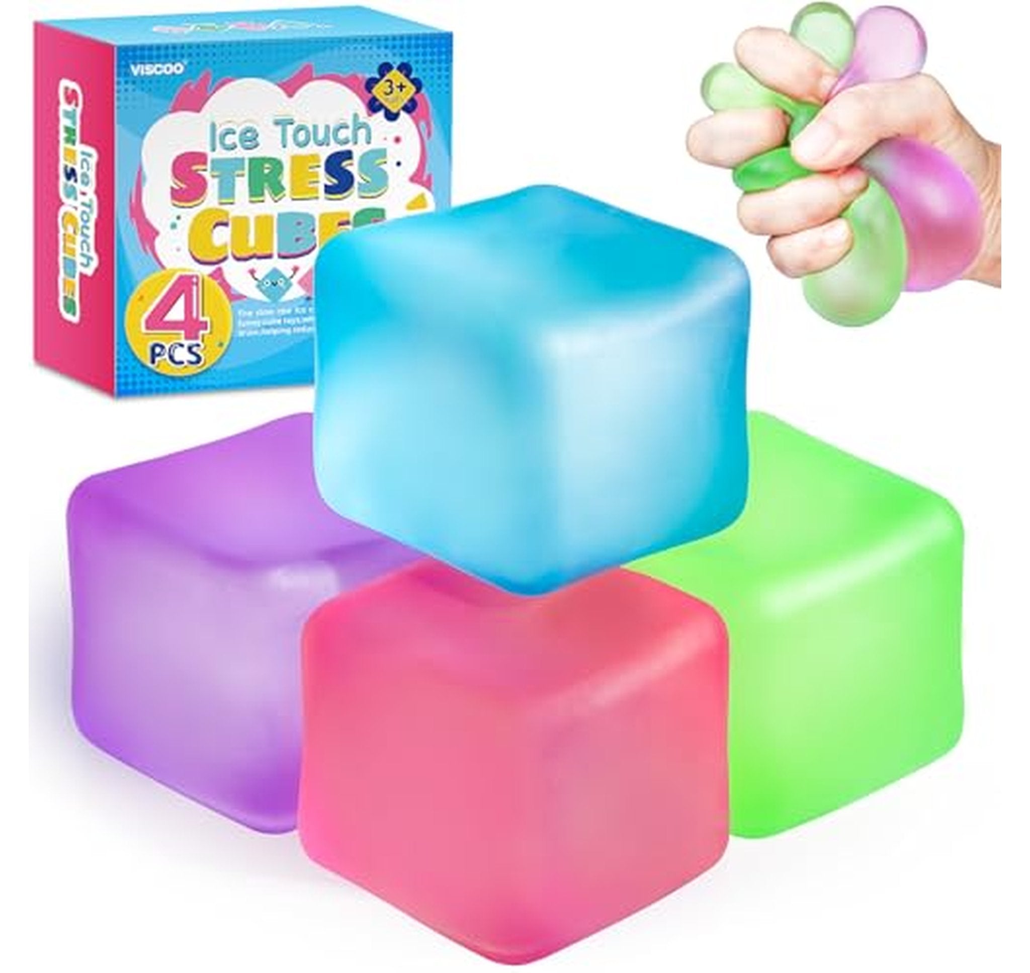 4 Pack Slow Rising Cube Stress Balls