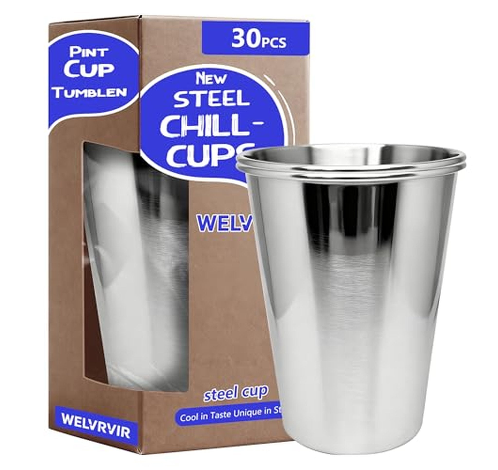 30 Pack 20oz Stainless Steel Reusable Pint Cups