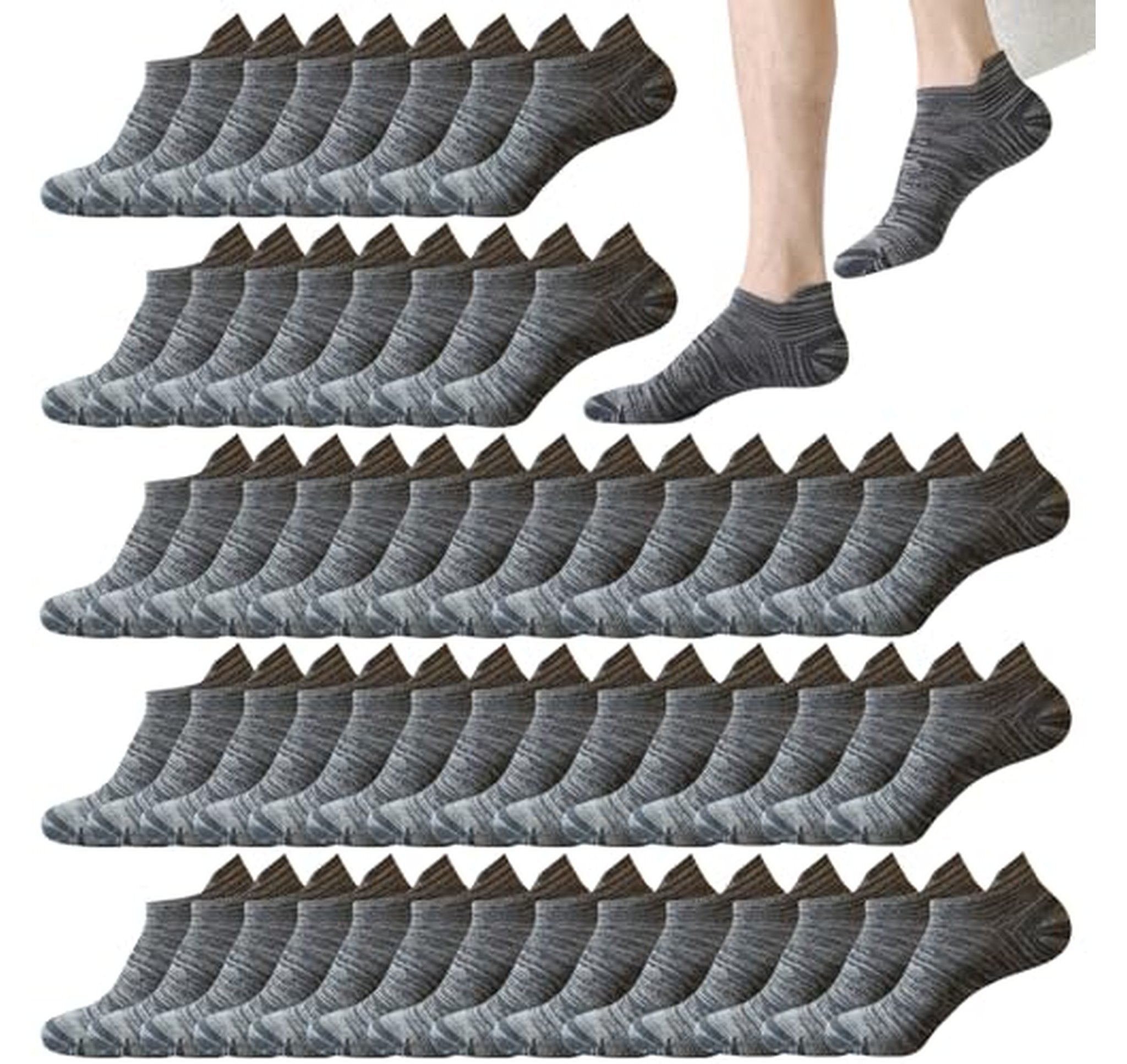 20 Pack Cushioned Low Cut Athletic Ankle Socks
