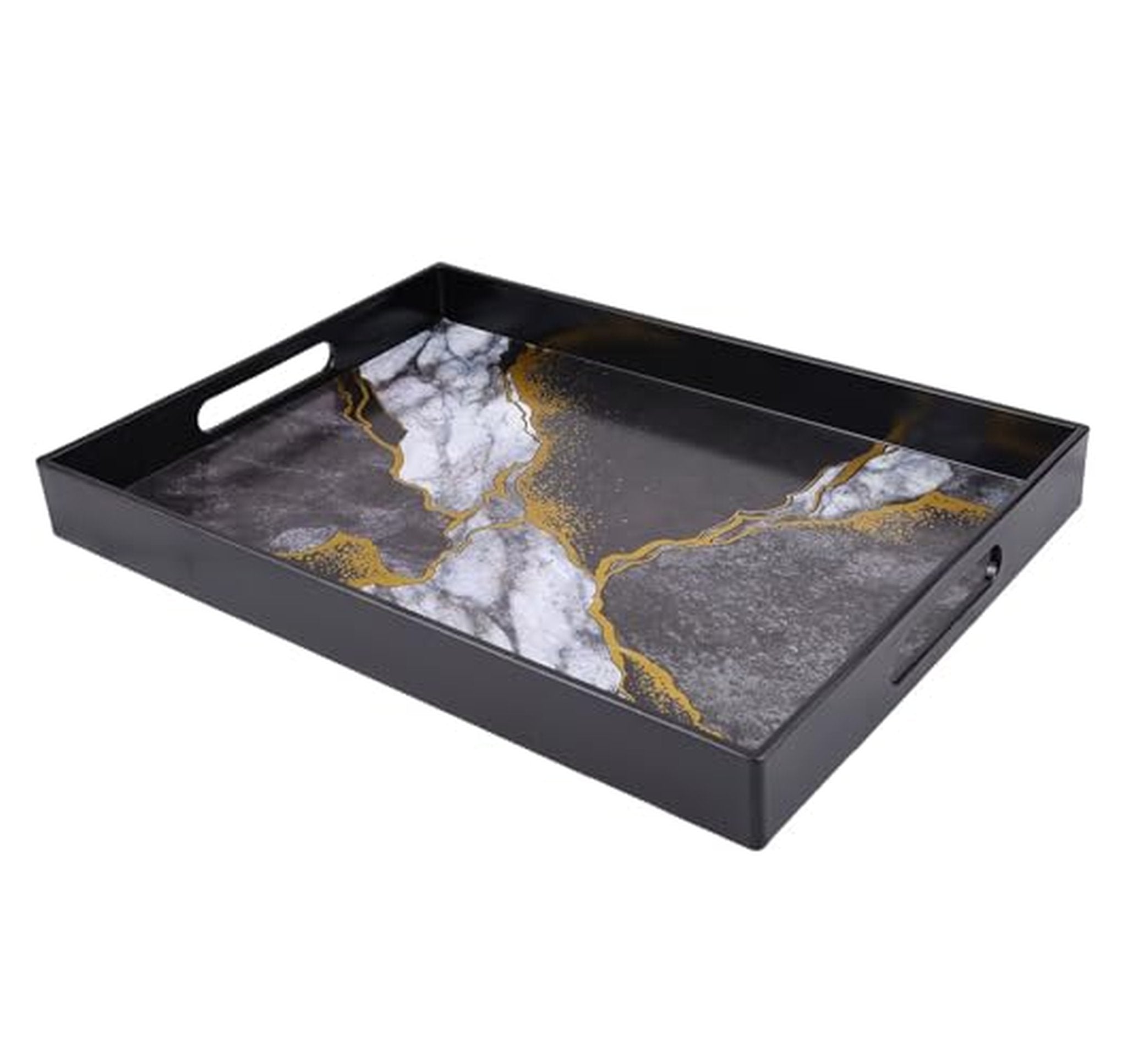Rectangular Decorative Serving Tray with Handles