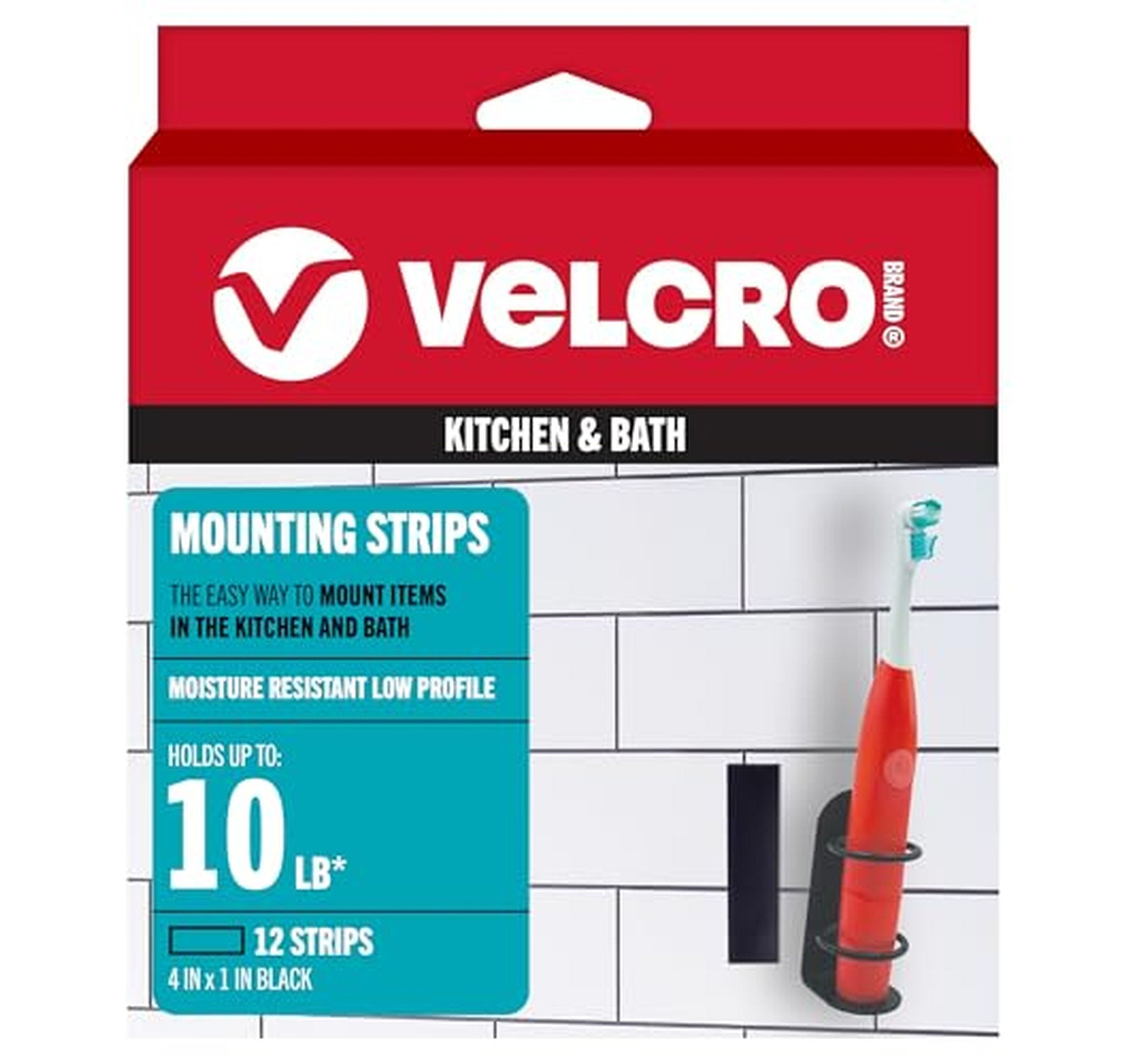 12 Pack VELCRO Brand Moisture Resistant Mounting Strips