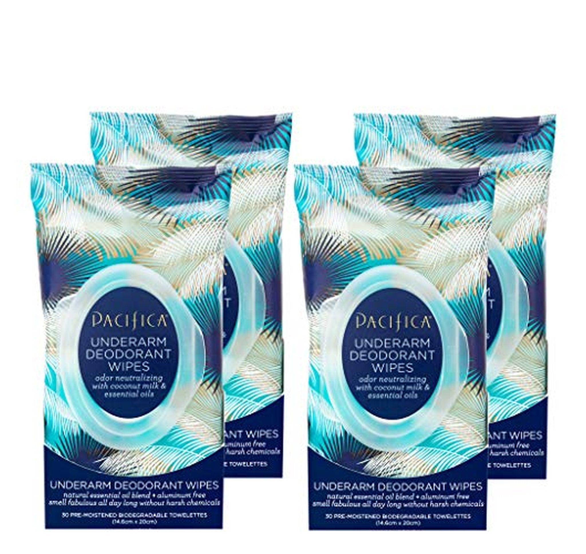 4 Pack Coconut Milk Deodorant Wipes, 30 Count Each