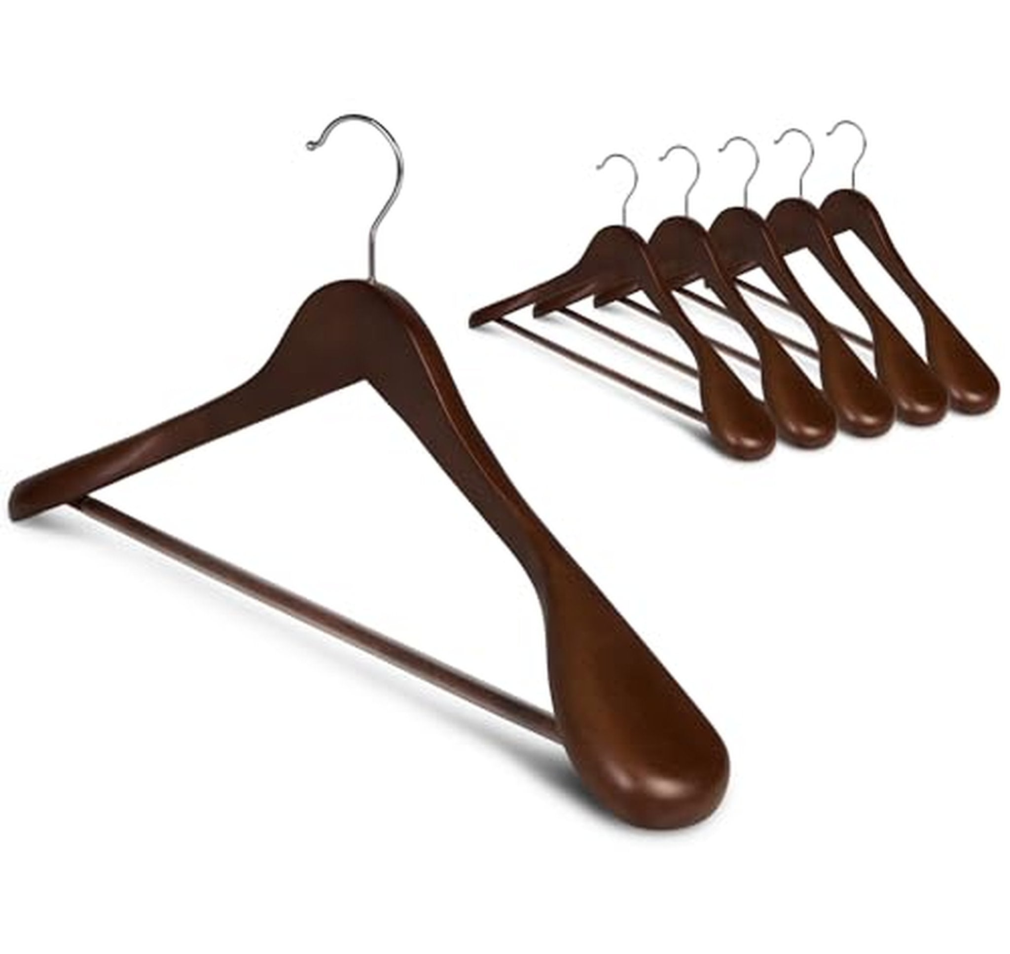6 Pack Wide Shoulder Wooden Coat Hangers