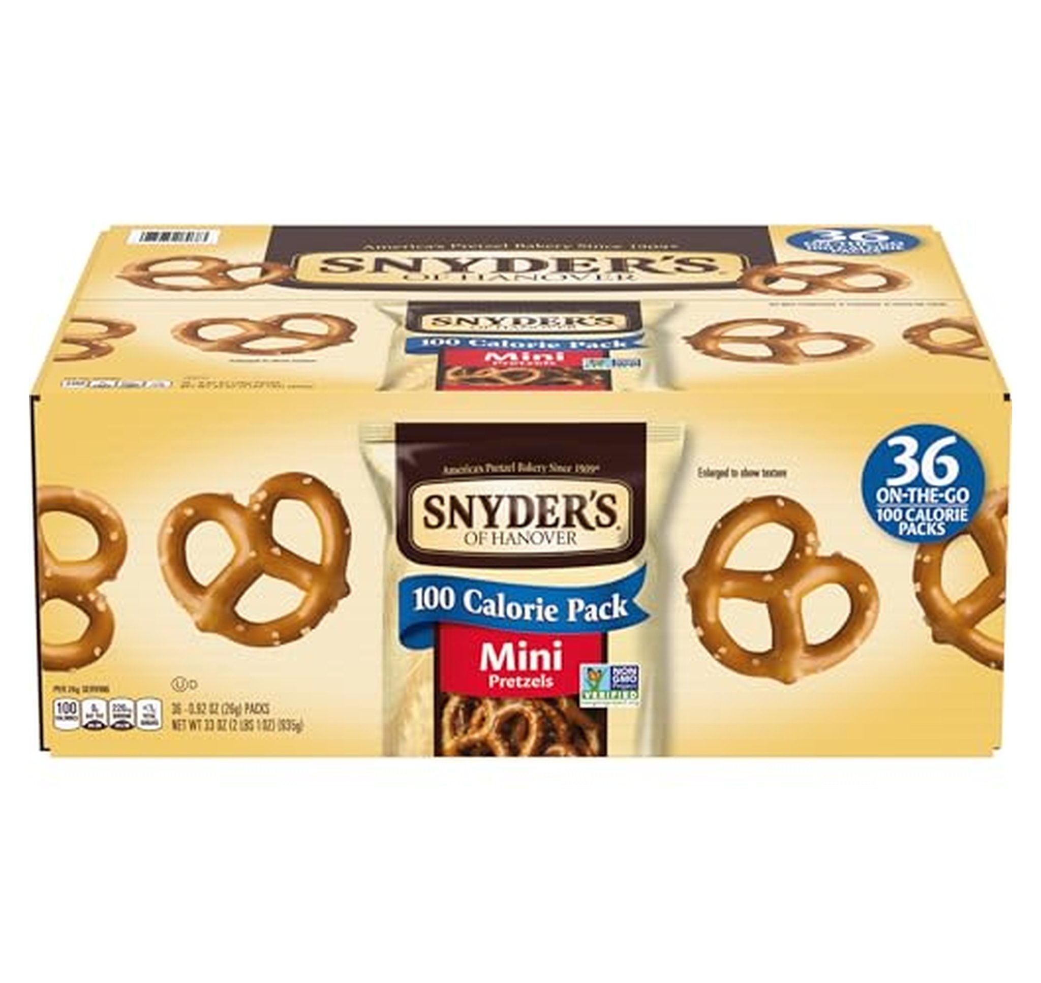 36 Pack Snyder's Mini Pretzels 100 Calorie Bags