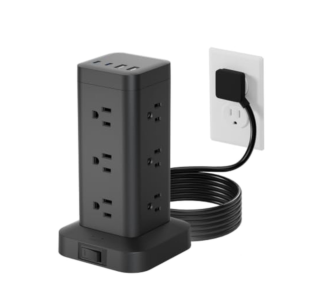 30W USB Tower Power Strip with Surge Protection