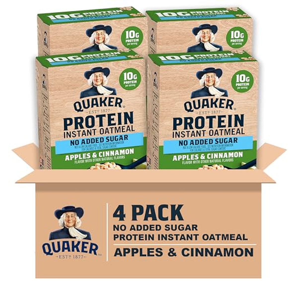 24 Pack Quaker Protein Apple Cinnamon Instant Oatmeal 1.76 oz (OU-D)