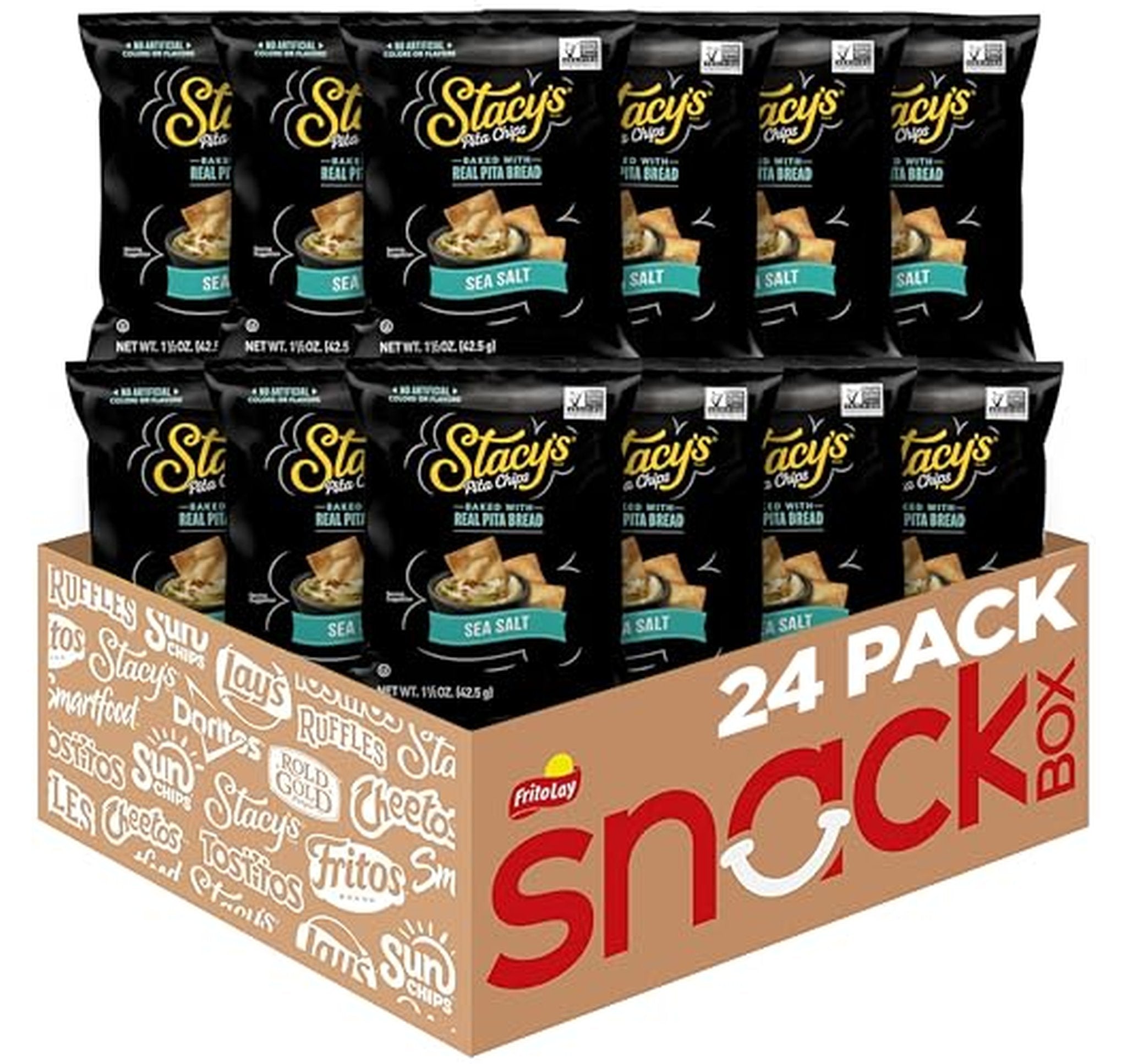 24 Pack Stacy's Sea Salt Pita Chips 1.5 Oz
