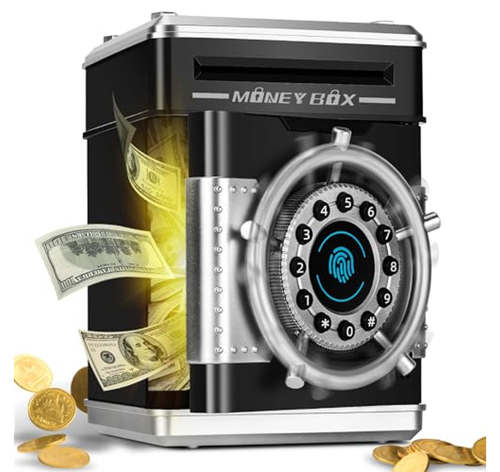 Rotating Fingerprint Electronic ATM Piggy Bank Safe