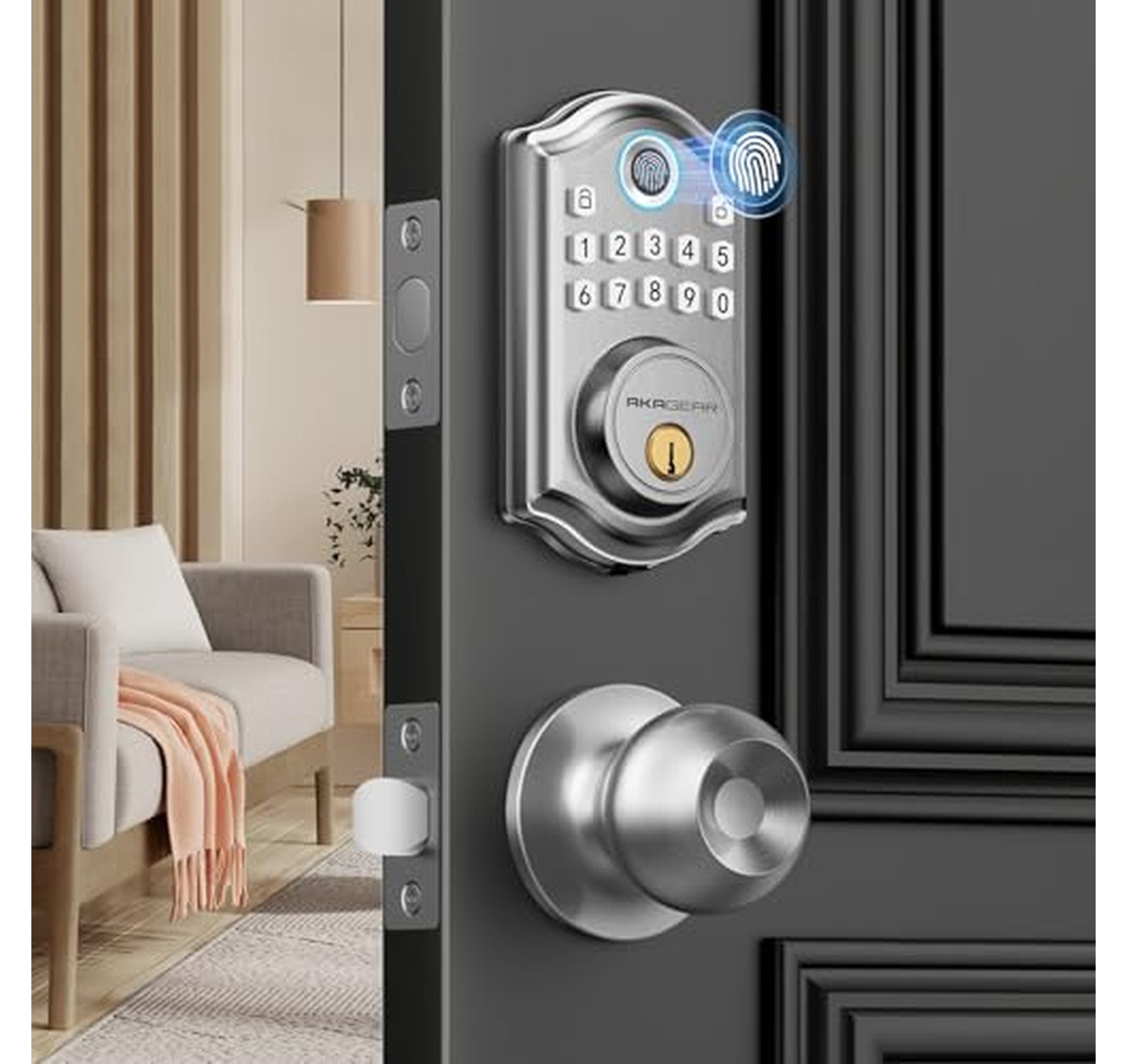 Fingerprint Keypad Keyless Entry Door Lock with Knob