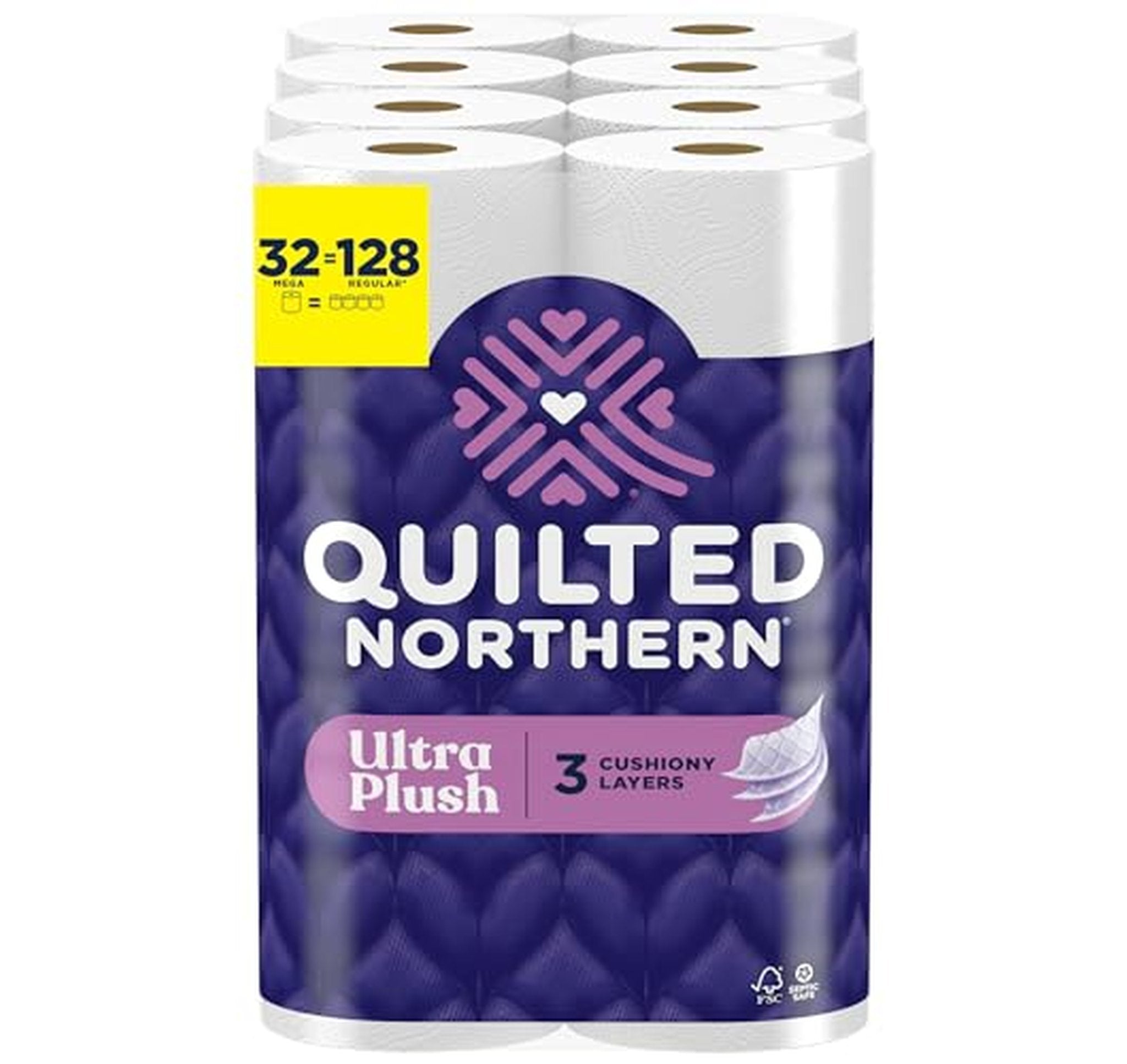 32 Mega Rolls Ultra Plush 3-Ply Toilet Paper