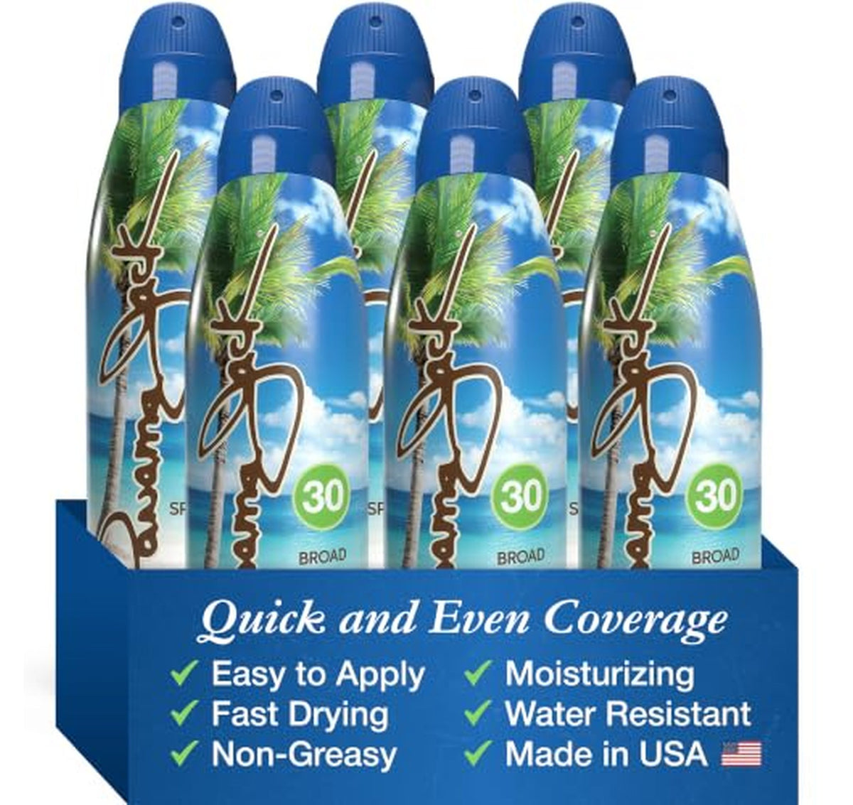 6 Pack Panama Jack SPF 30 Continuous Spray Sunscreen 5.5oz