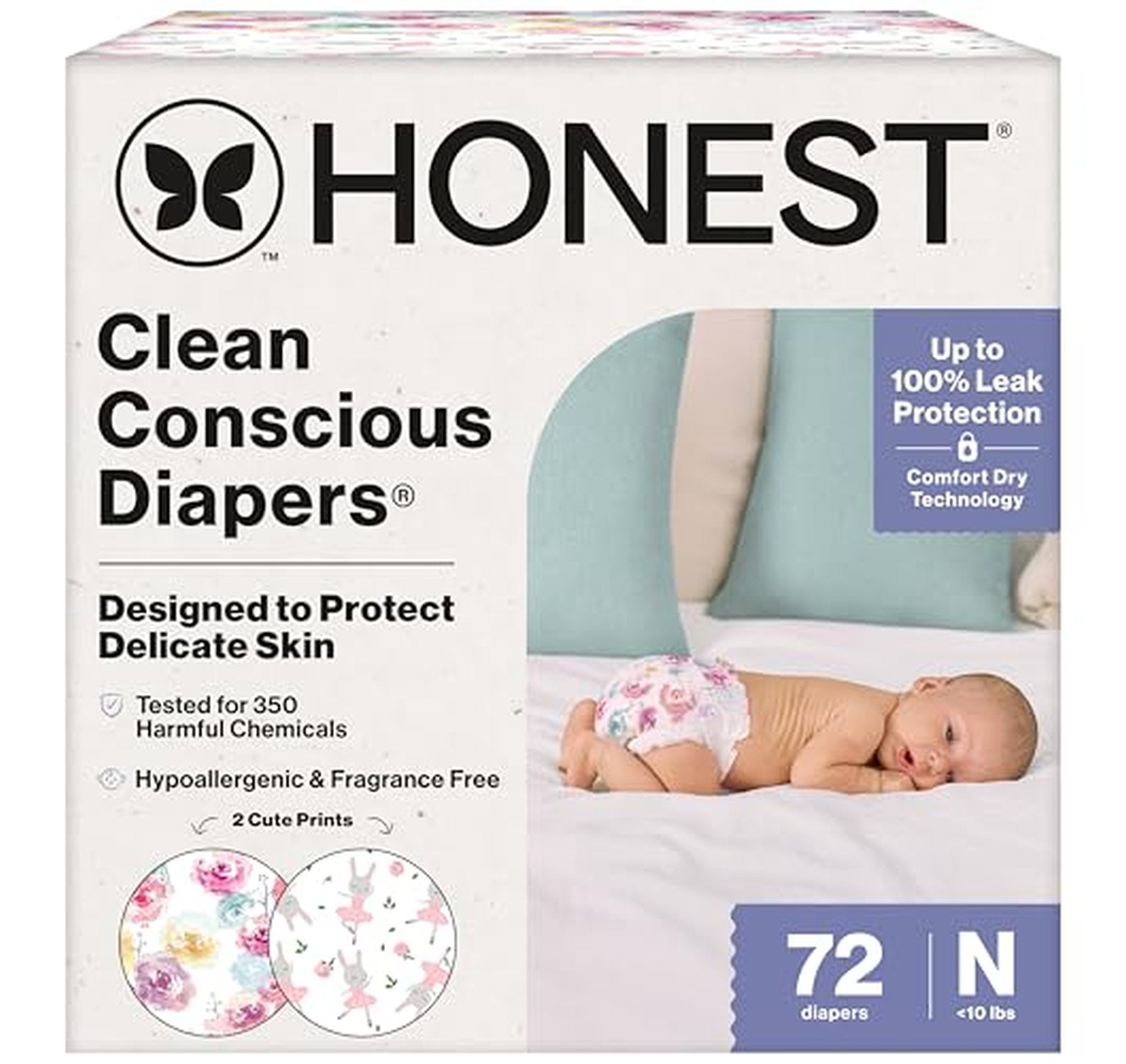 The Honest Company Hypoallergenic Newborn Diapers 72 Count
