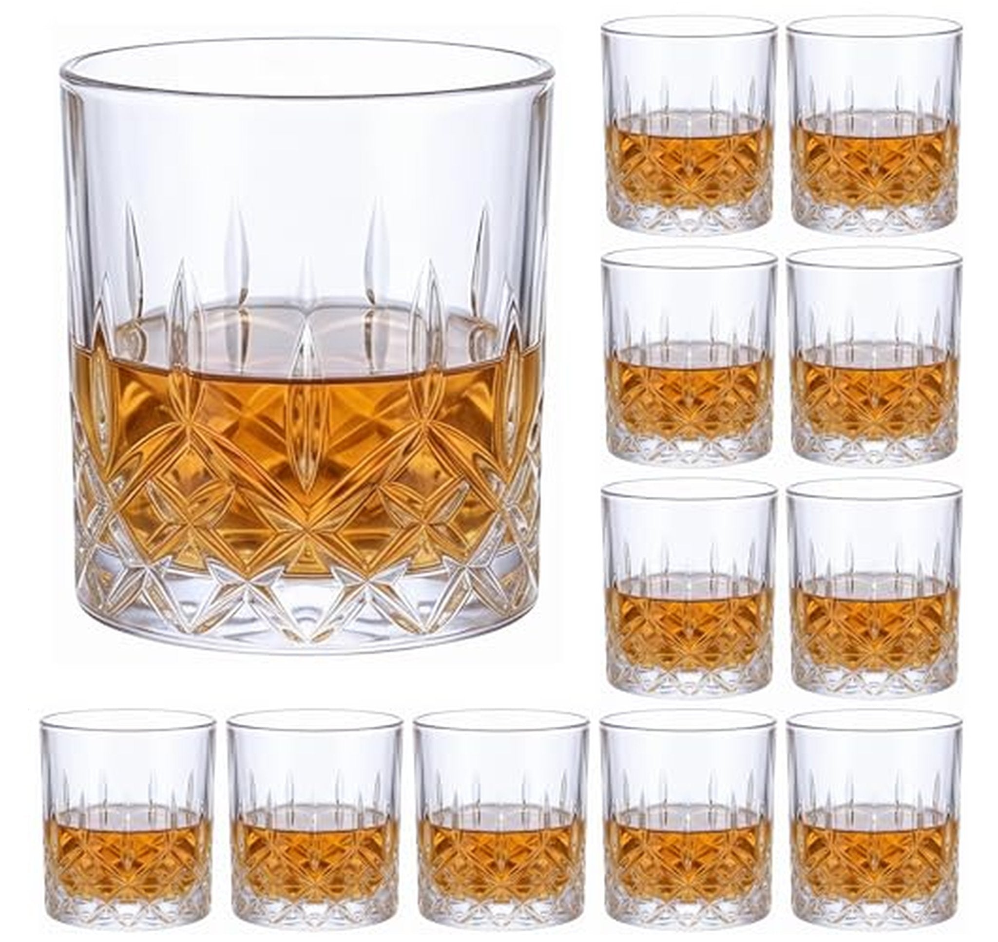 12 Pack 10oz Diamond Cut Whiskey Glasses