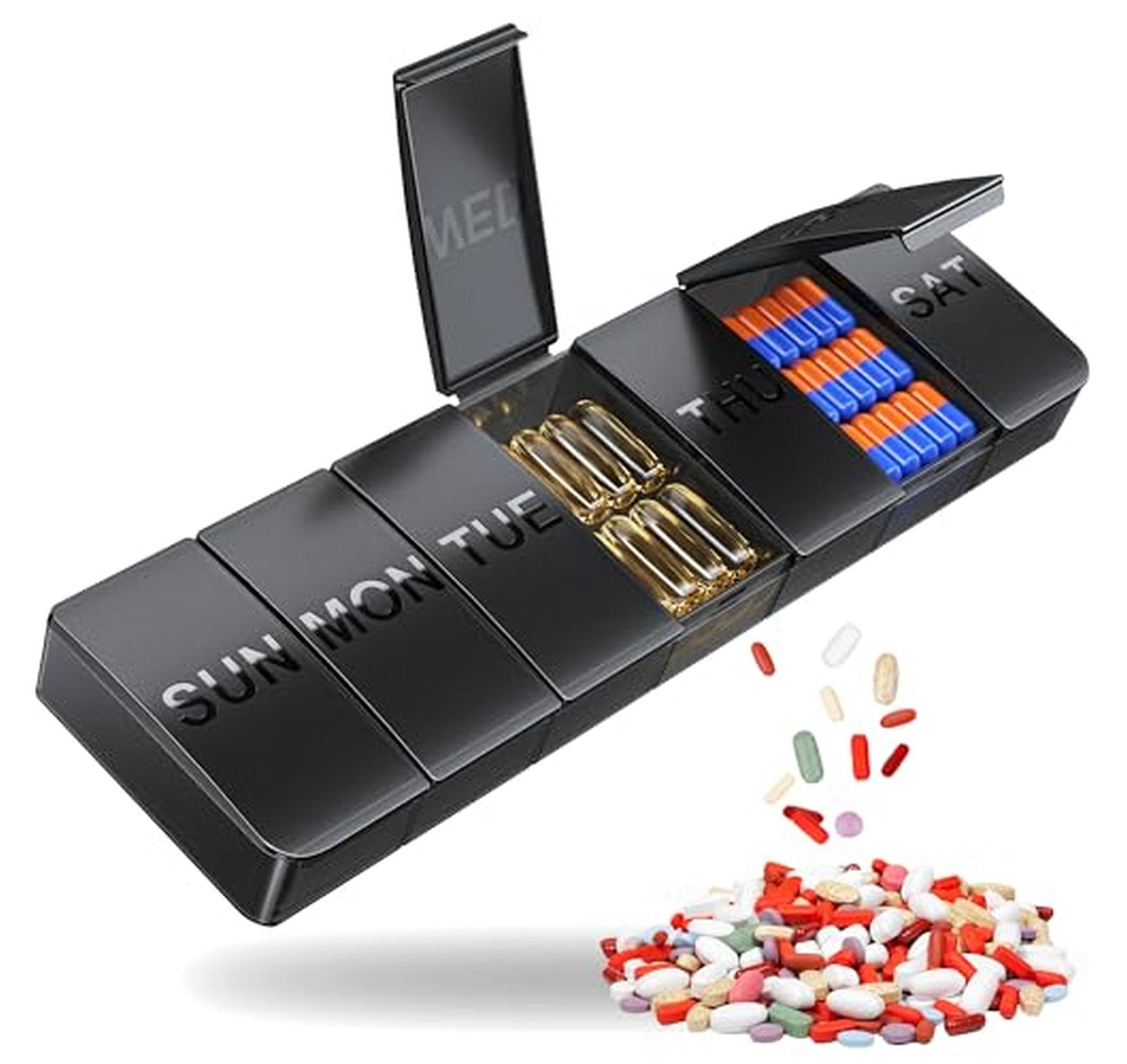 Weekly Large-Compartment Travel Pill Organizer Box