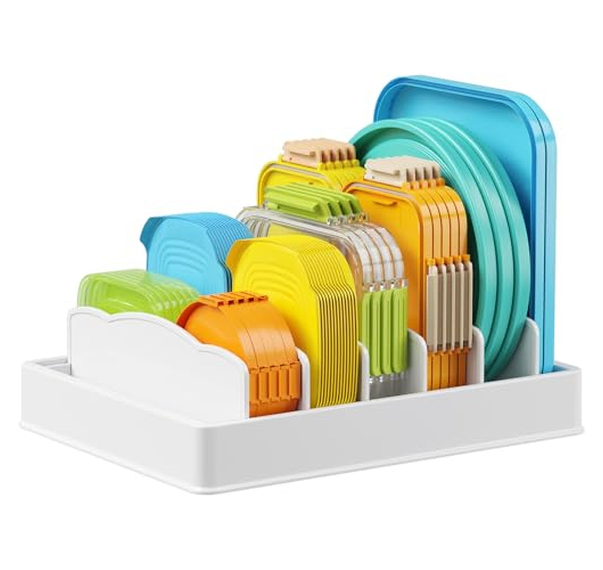 Adjustable Lid Organizer with Dividers for Kitchen Cabinets