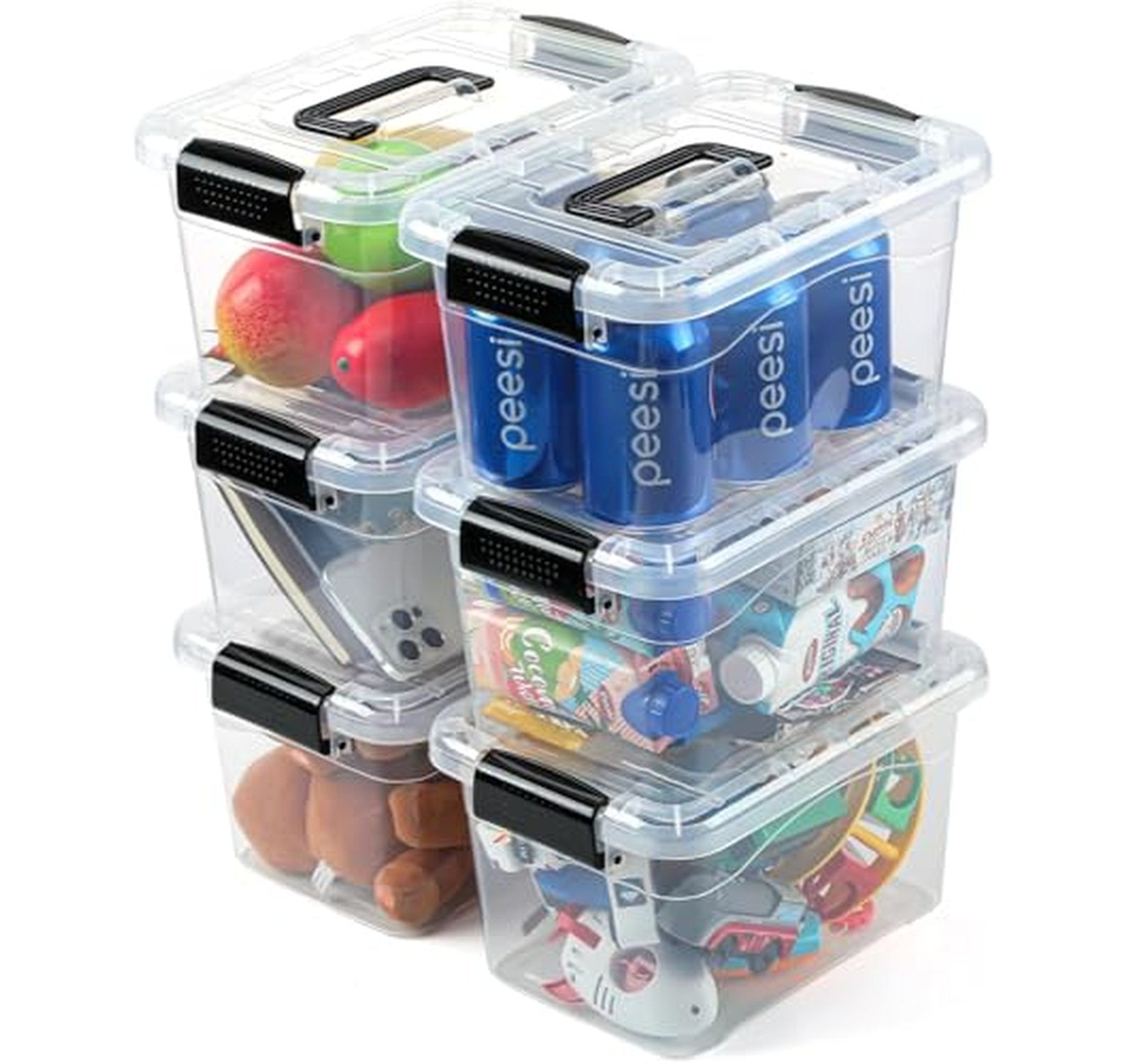 6 Pack 7 Quart Plastic Storage Bins with Lids