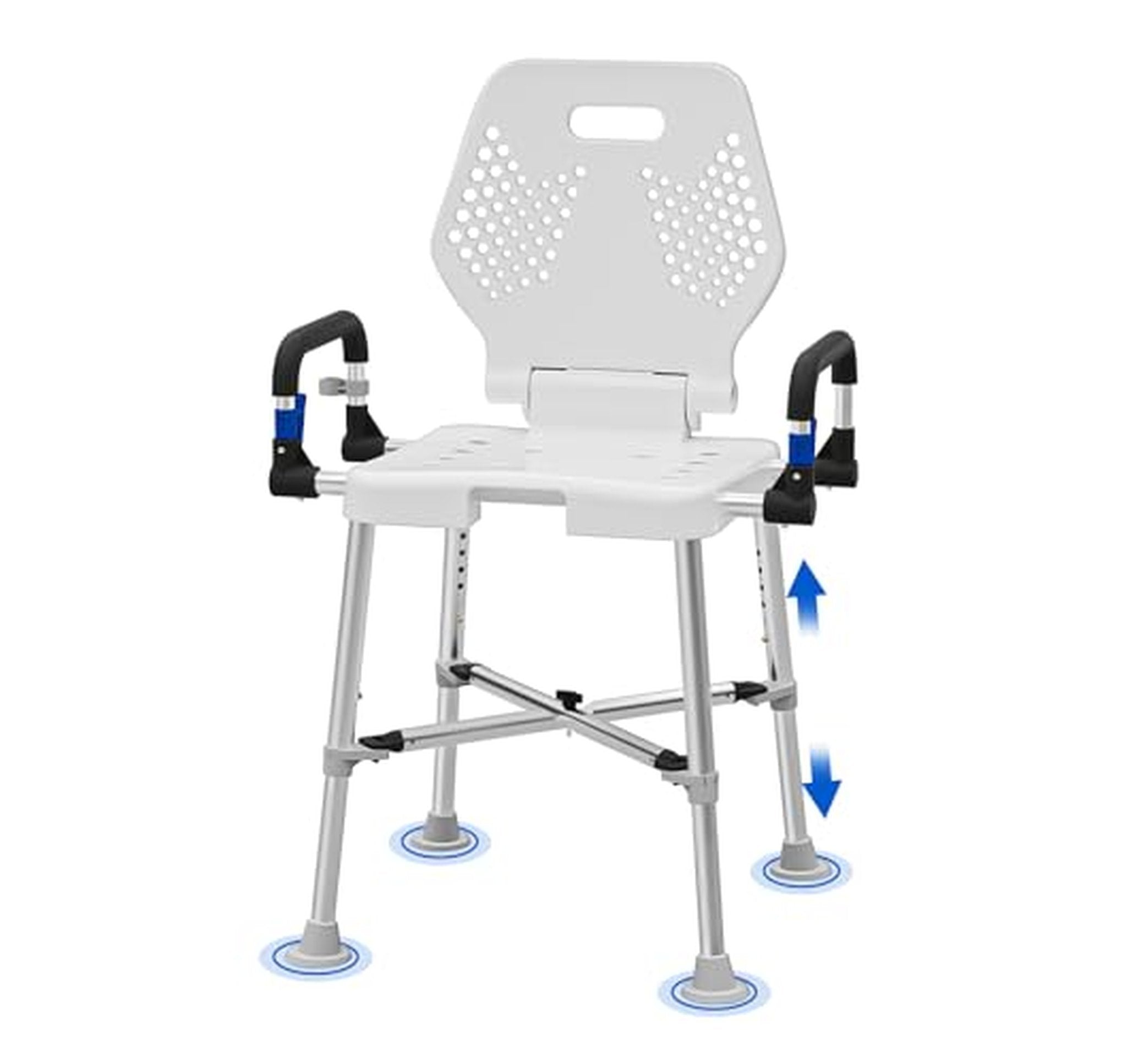 Heavy Duty Adjustable Shower Chair with Arms and Back