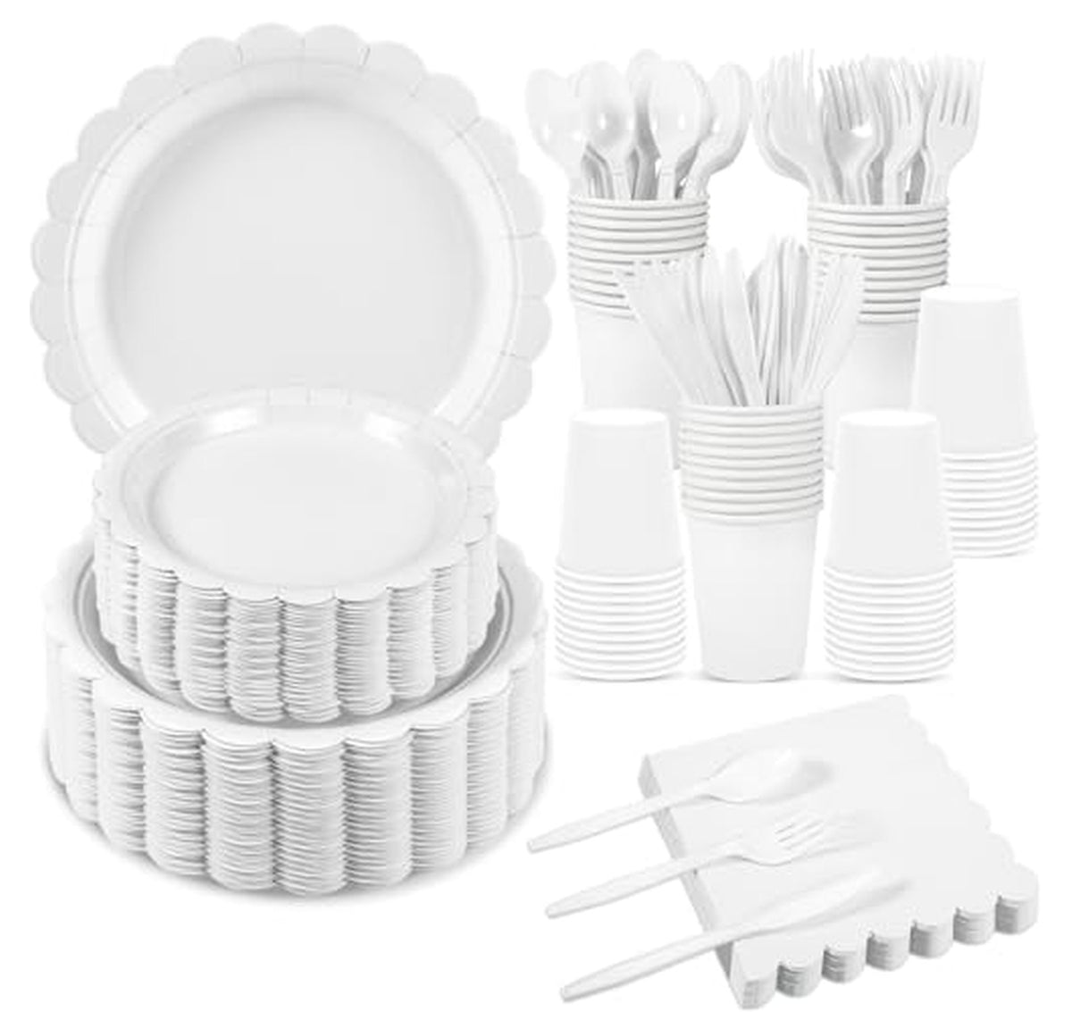 50 Count Scalloped Paper Plates and Napkins Set