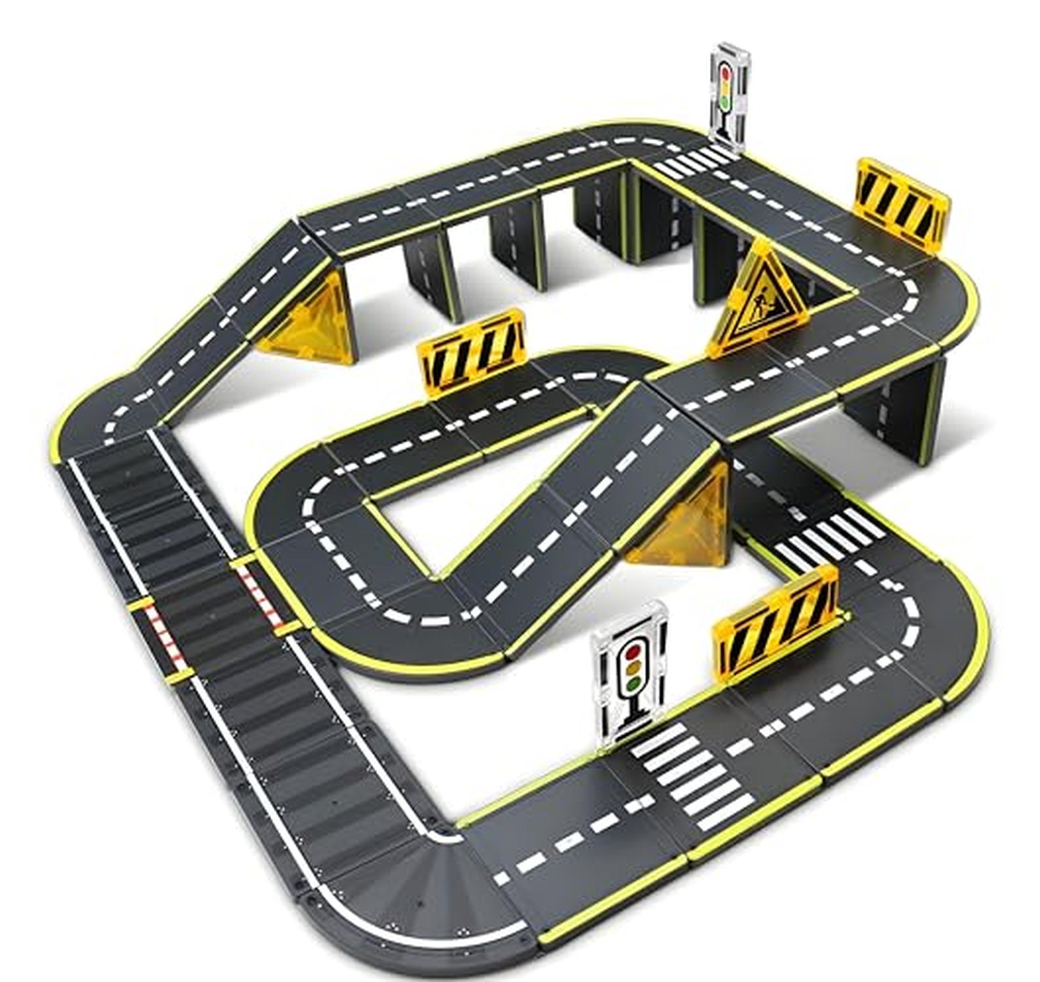 26 Piece Magnetic Tiles Road and Train Track Set