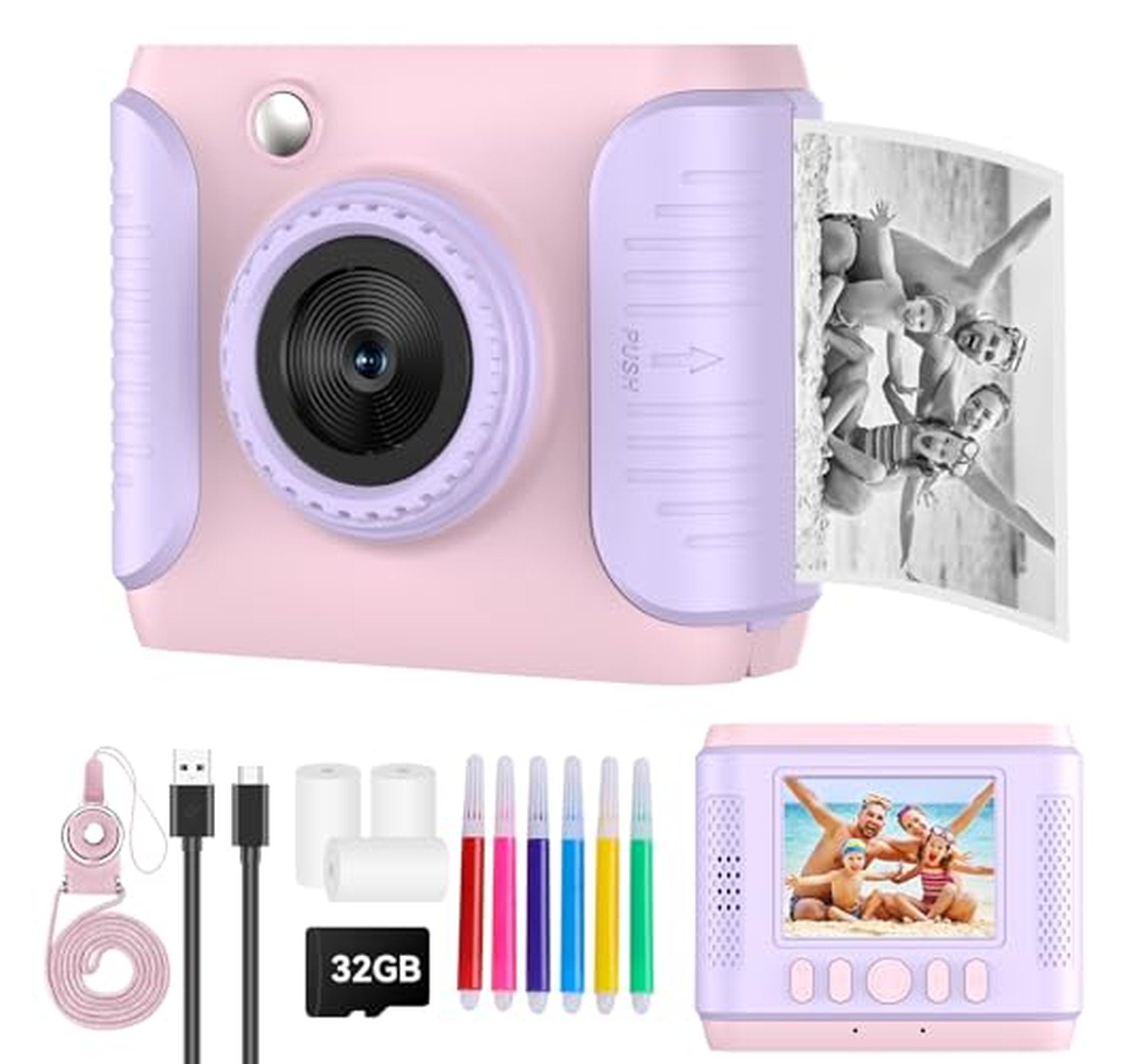 1080P Instant Print Kids Camera with 32GB Card