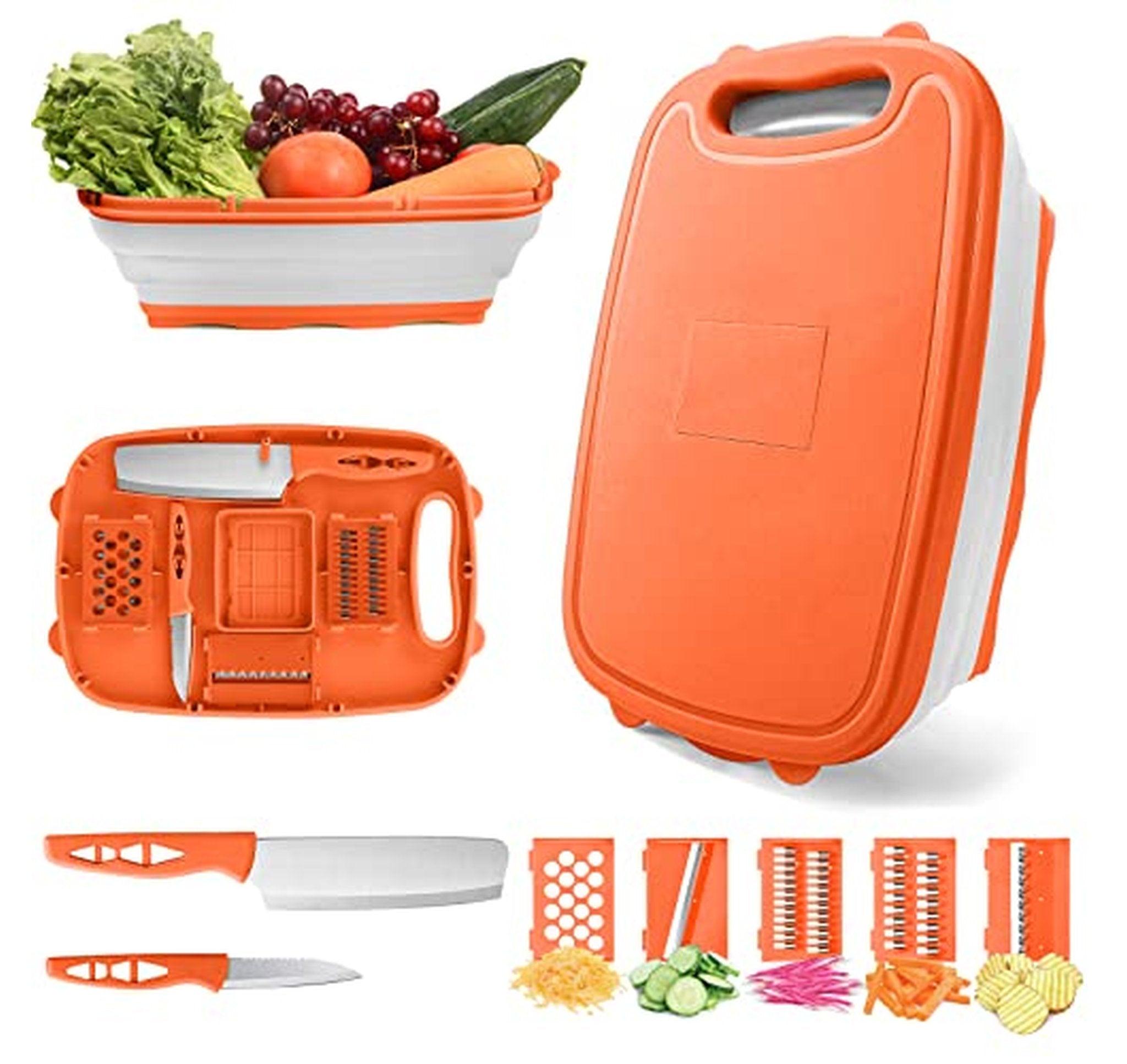 Collapsible Cutting Board with Integrated Colander Basin