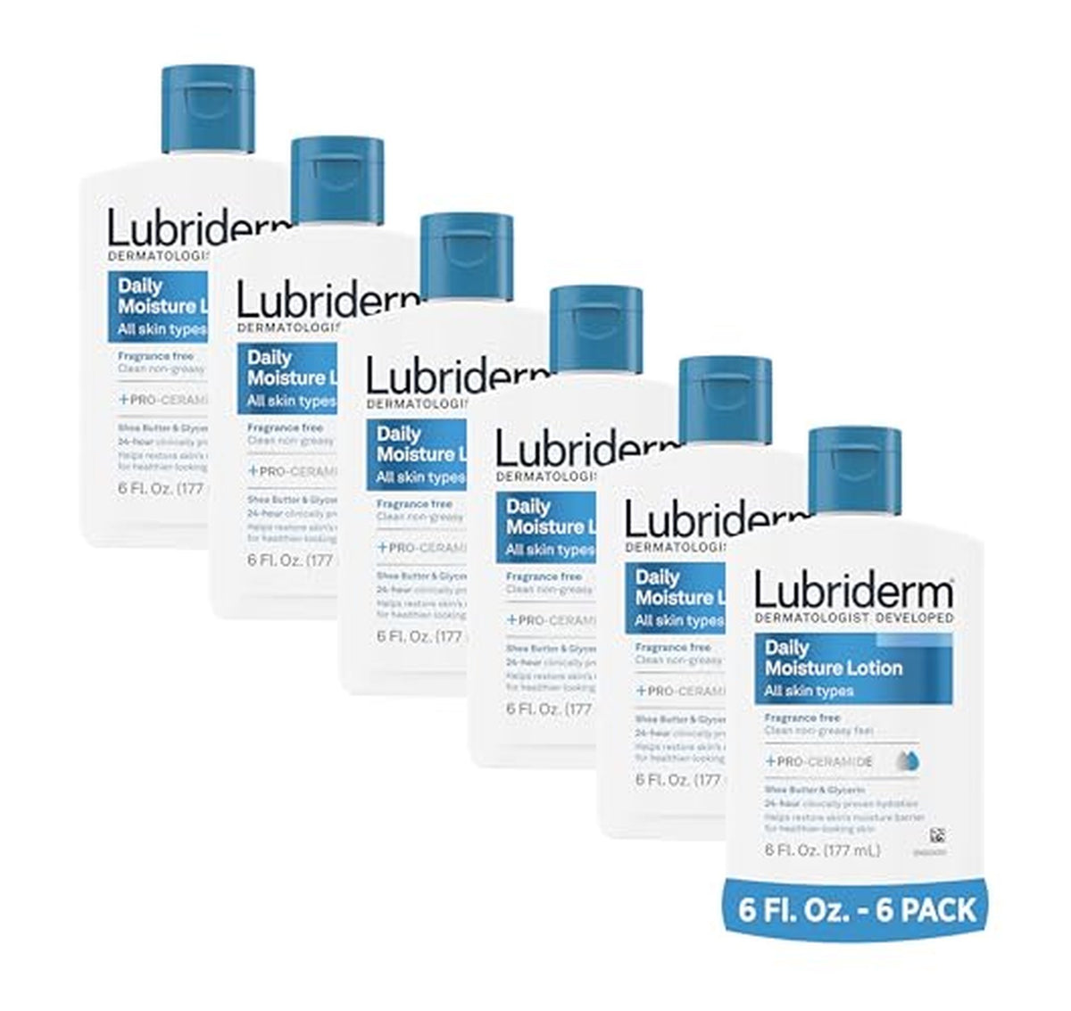 6 Pack Lubriderm Fragrance Free Daily Moisture Lotion