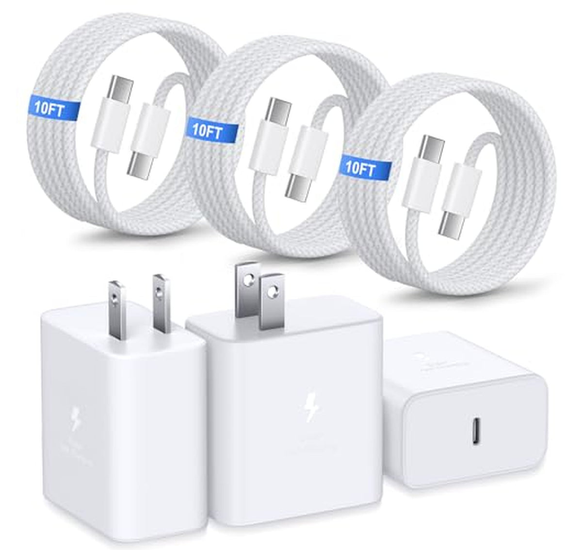 3 Pack 45W USB C Fast Charger Block