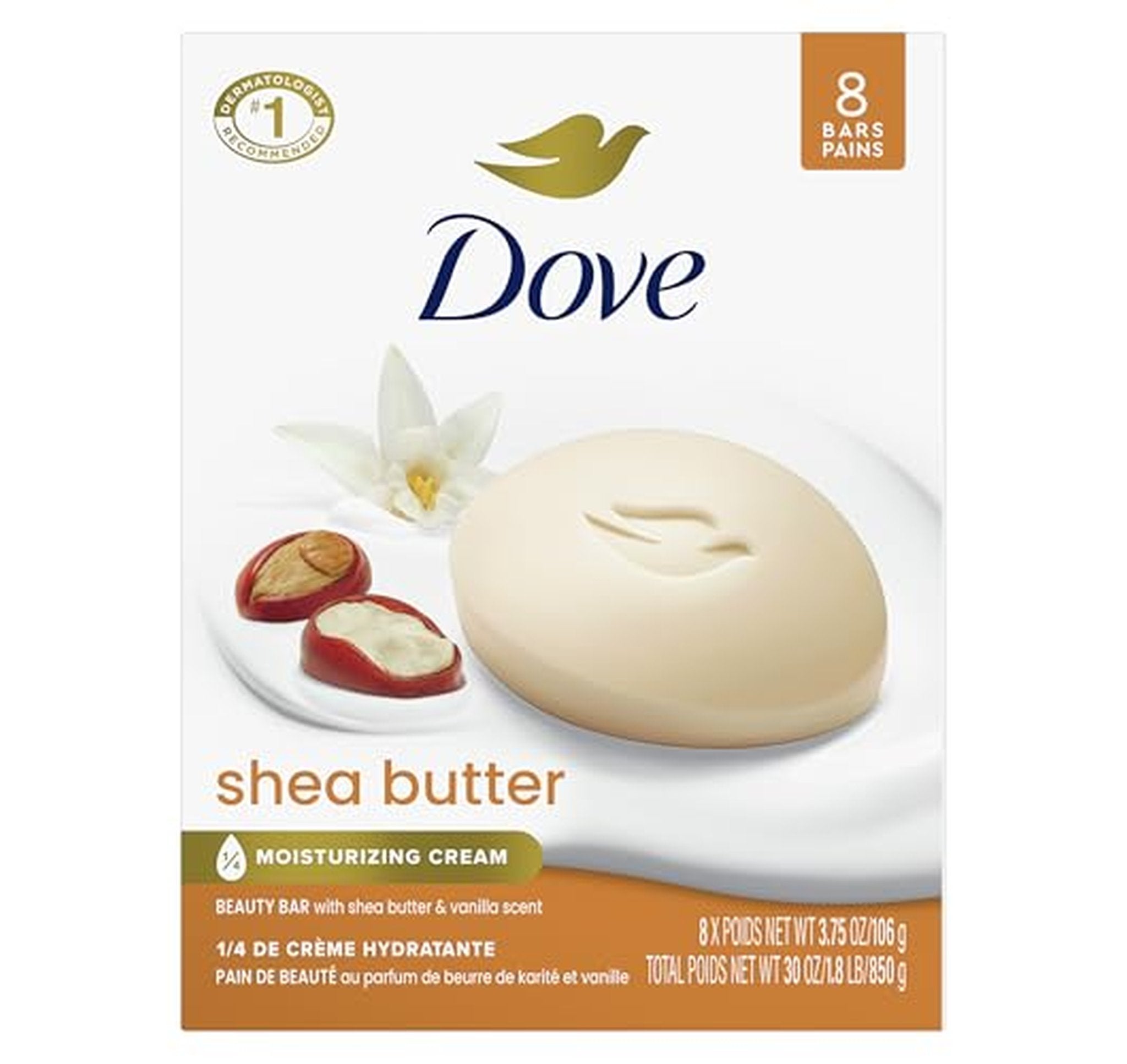 8 Pack Dove Shea Butter Moisturizing Beauty Bar Soap