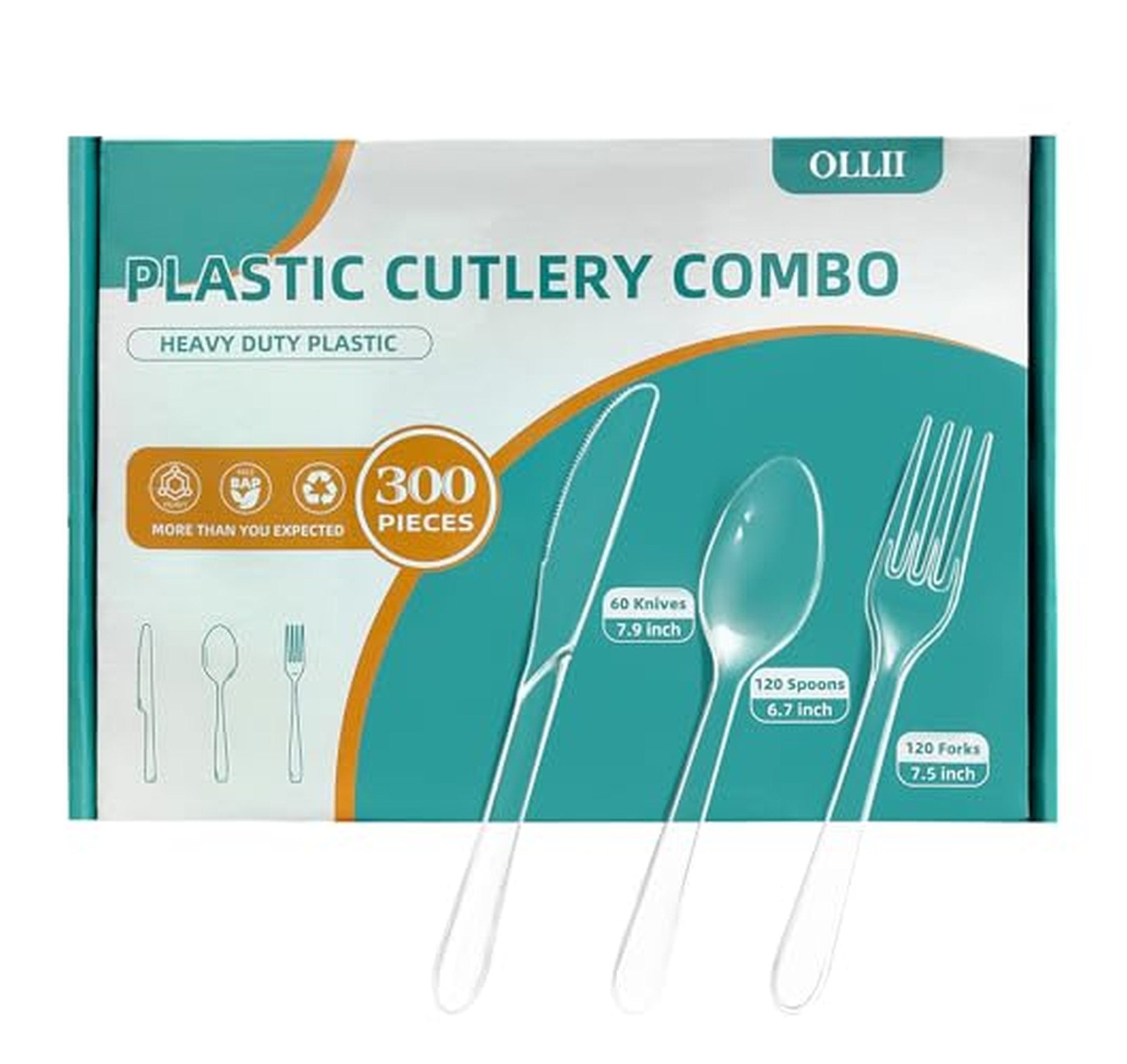 300 Count Heavy Duty Disposable Plastic Silverware Set