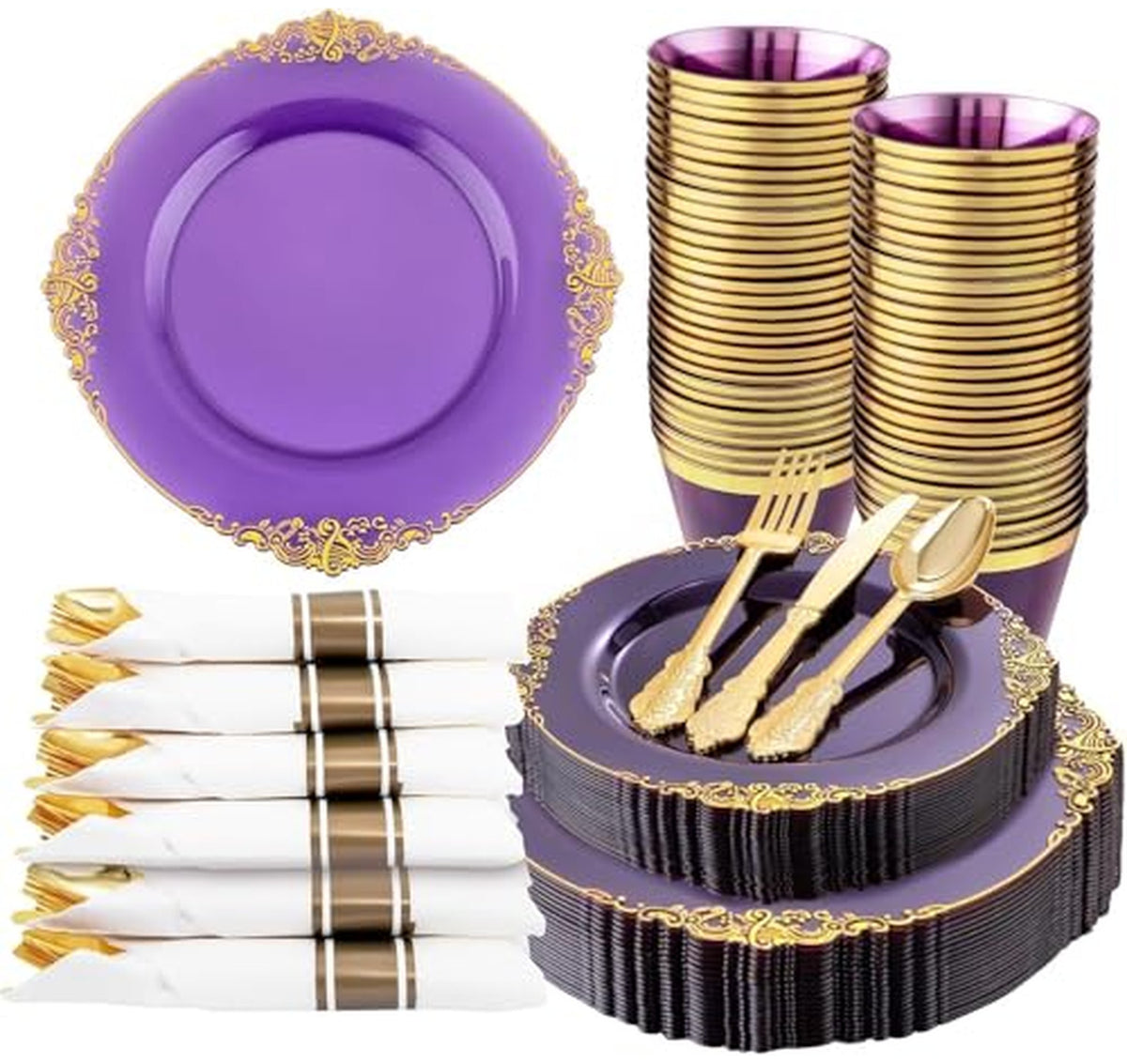 175 Piece Heavy Duty Plastic Dinnerware Set