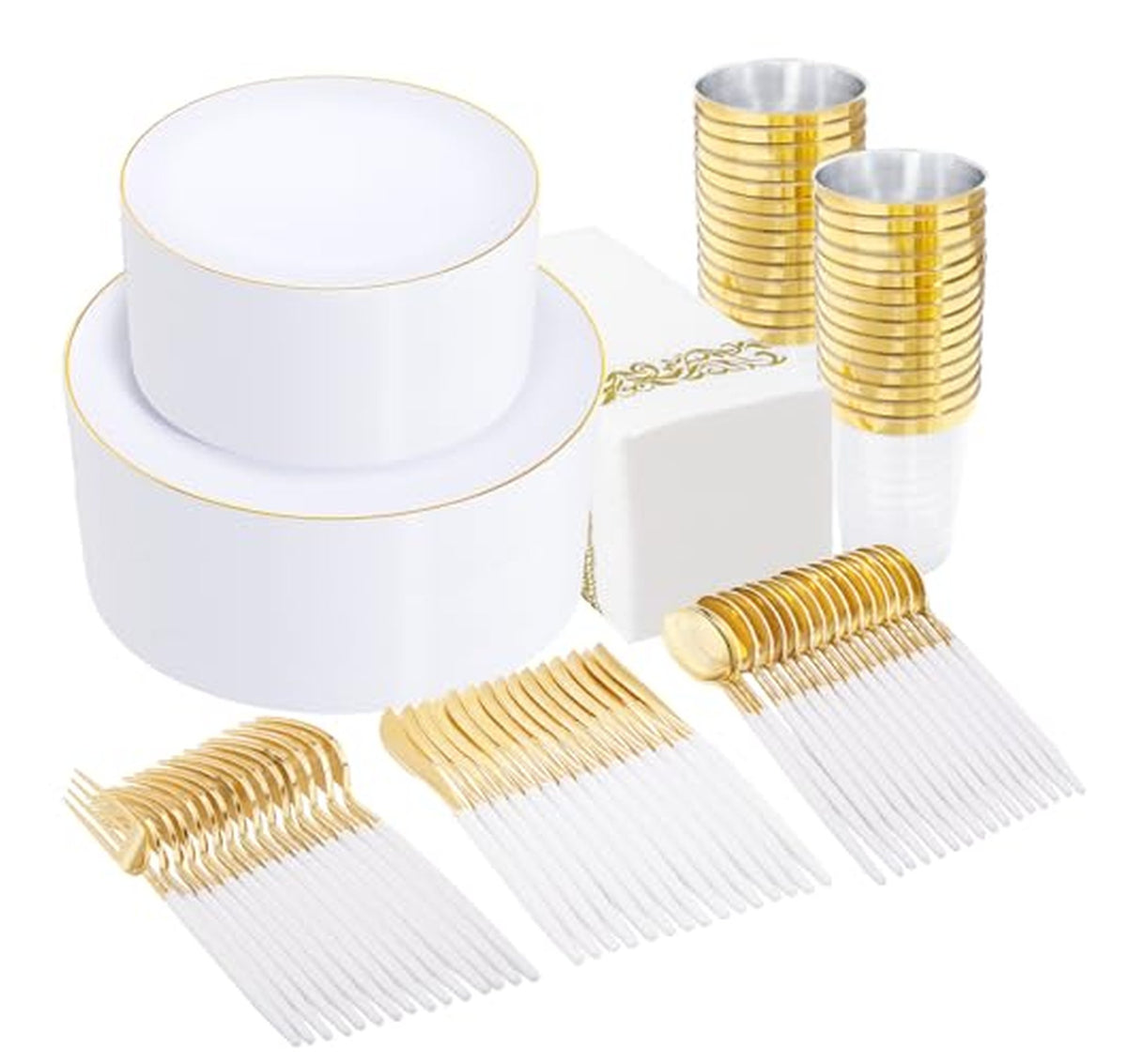 350 Piece Plastic Dinnerware Set for Parties